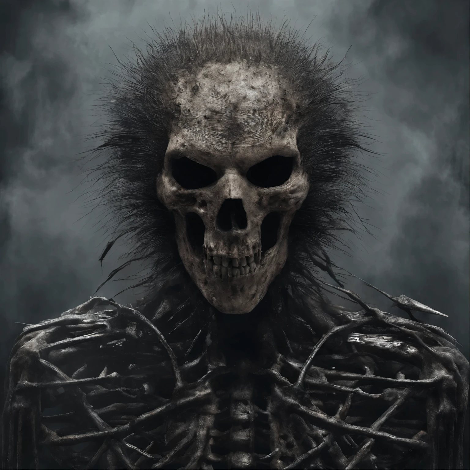 The hedgehog is with you, skeleton with remains of flesh, a lot of blood, grin, tears the body apart, tears of flesh