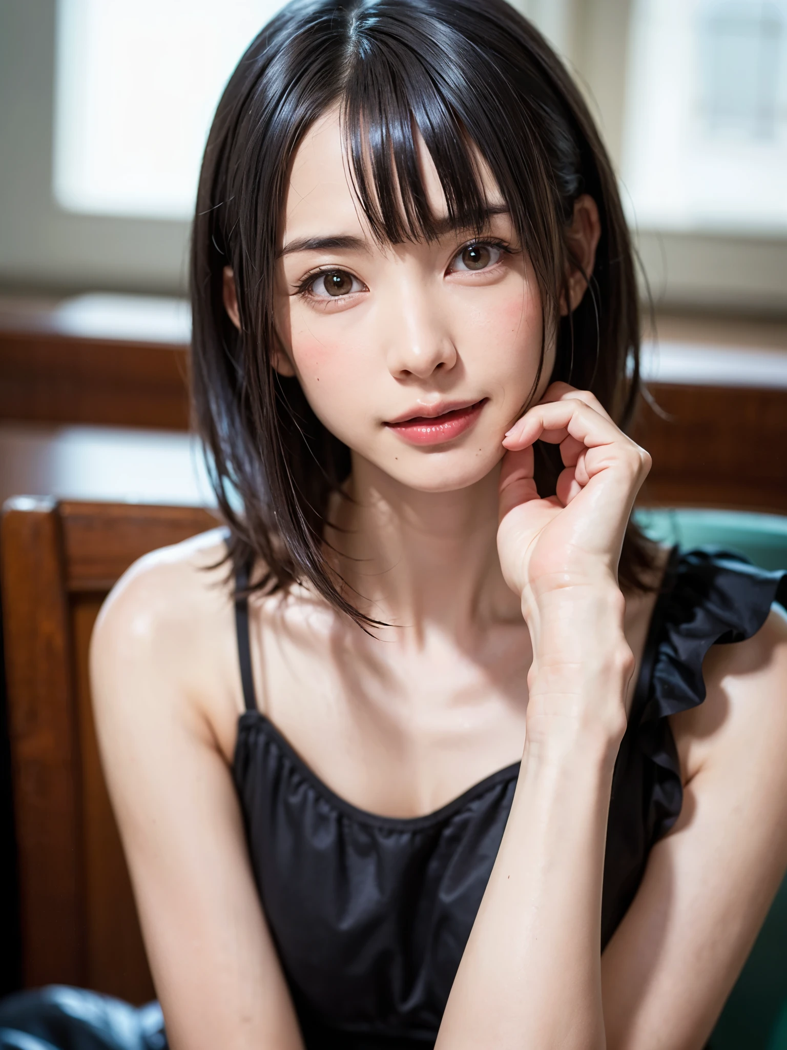 (table top, highest quality、High resolution:1.4、very attractive beauty、Adds intense highlights to the eyes、look closely at the camera:1.4、Beautiful woman full of charm、ideal body proportions、perfect anatomy、brunette short bob hair、shiny hair、bangs:1.4、光沢のあるbangs:1.4、lip gloss),1 girl, Report, light brown shiny hair, scarf,realistic, looking at the viewer、Please tilt your head slightly, bright colored crystal light blue eyes, short and shiny hair、 chest中央に穴の開いた白いタートルネックの衣装,chestの真ん中に丸い穴のあるセクシーな白いタートルネック ニット セーター、 lips, lip gloss, Upper body、Big eyes、eyelash、face is a little red、embarrassing)、((italian road in winter))、((short hair with Big eyess、Give your students very powerful highlights、{Huge|big|Hugeな|mega} chest:2、very bigger chest:2、look at the audience、very beautiful beauty、show me your ears、long neck、smile、smile、Happy、beautiful teeth、口を開いてsmile、heart shaped eyes))、28 years old、very cute super model、bangs:2、portrait