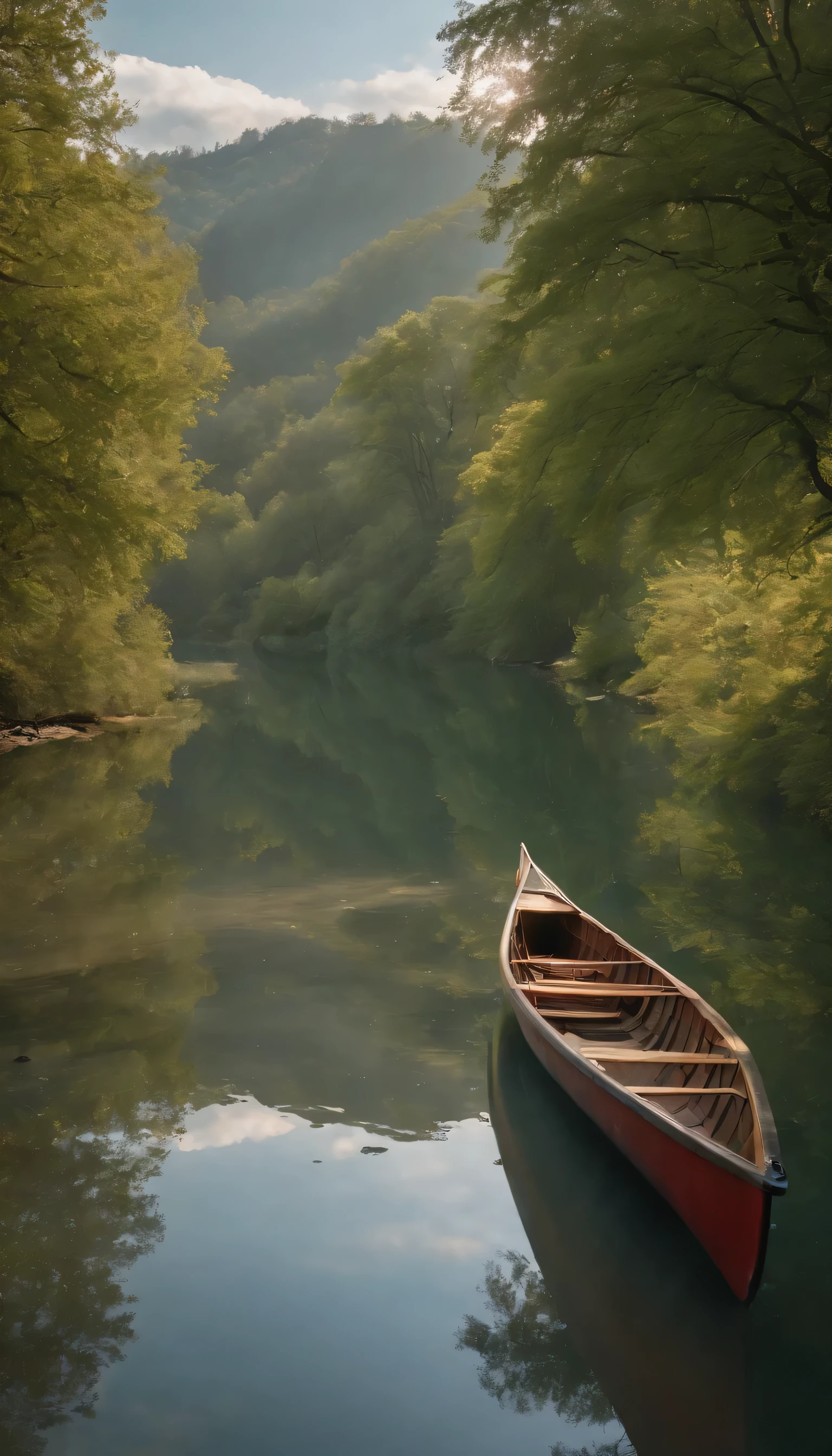 (Highly detailed CG Unity 8K wallpaper、masterpiece、highest quality、Super detailed)、(best lighting、best shadow、very delicate and beautiful)highest quality、8K、Detailed facial depiction、masterpiece、highest quality、clear image quality、Photo of a canoe crossing an old bridge