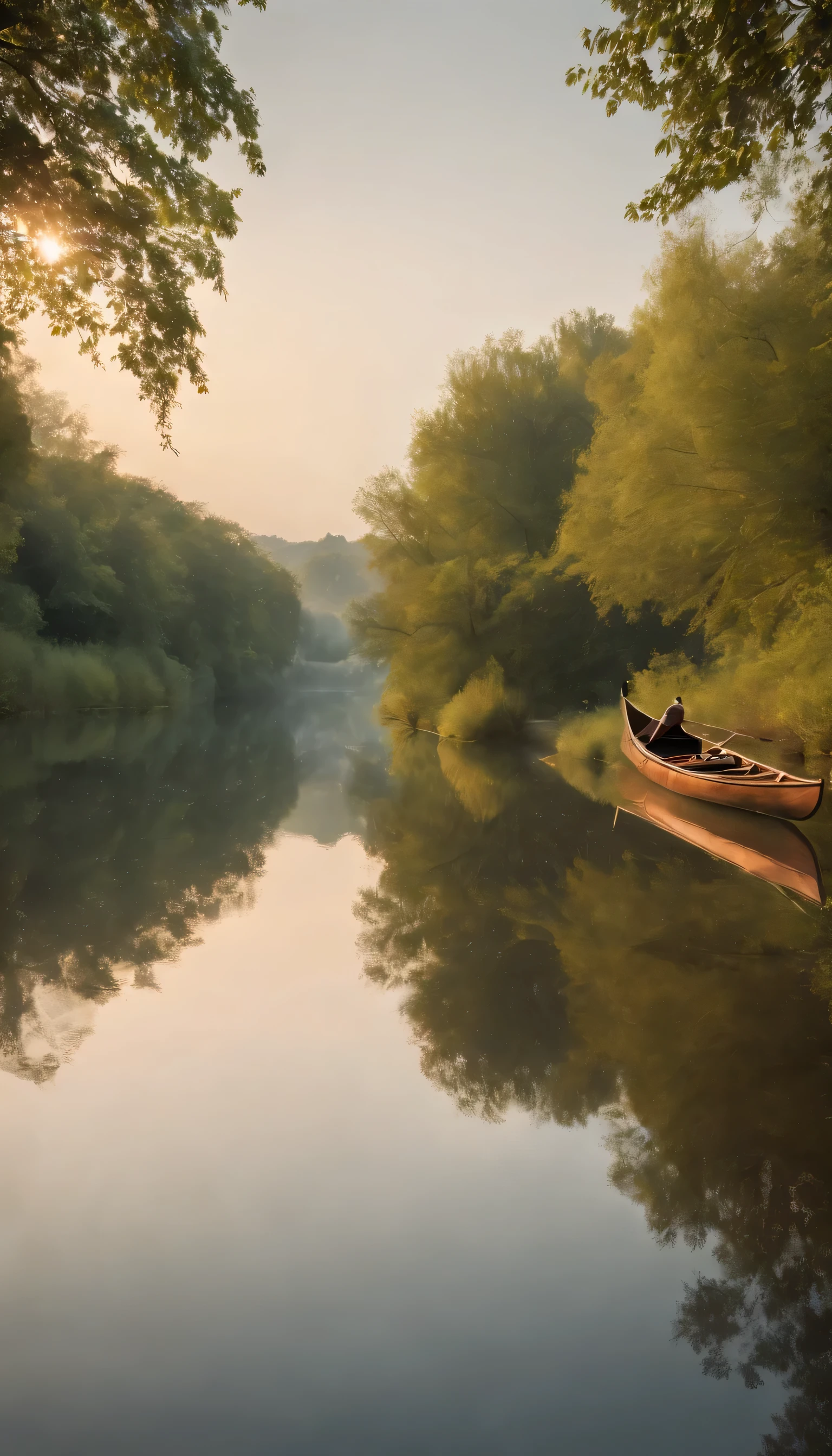 (Highly detailed CG Unity 8K wallpaper、masterpiece、highest quality、Super detailed)、(best lighting、best shadow、very delicate and beautiful)highest quality、8K、Detailed facial depiction、masterpiece、highest quality、clear image quality、Photo of a canoe crossing an old bridge