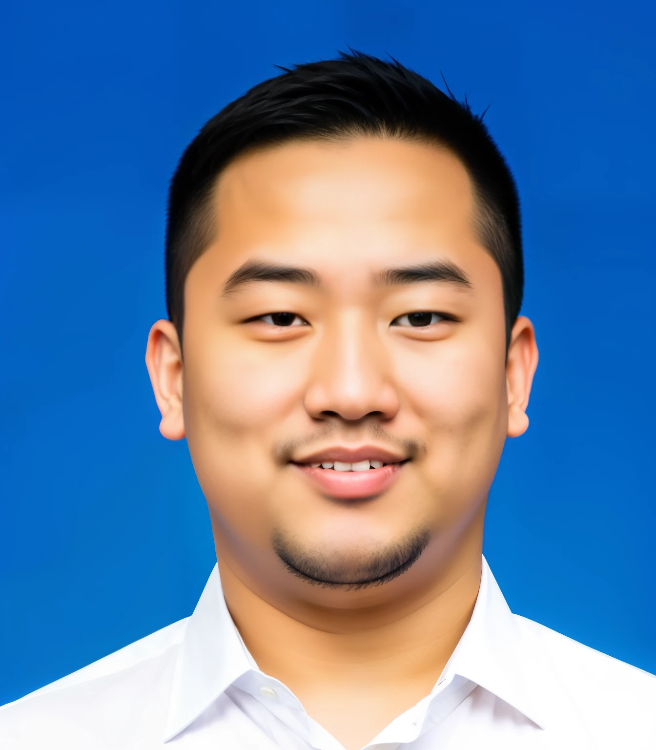 Fat Asian man wearing white shirt and tie