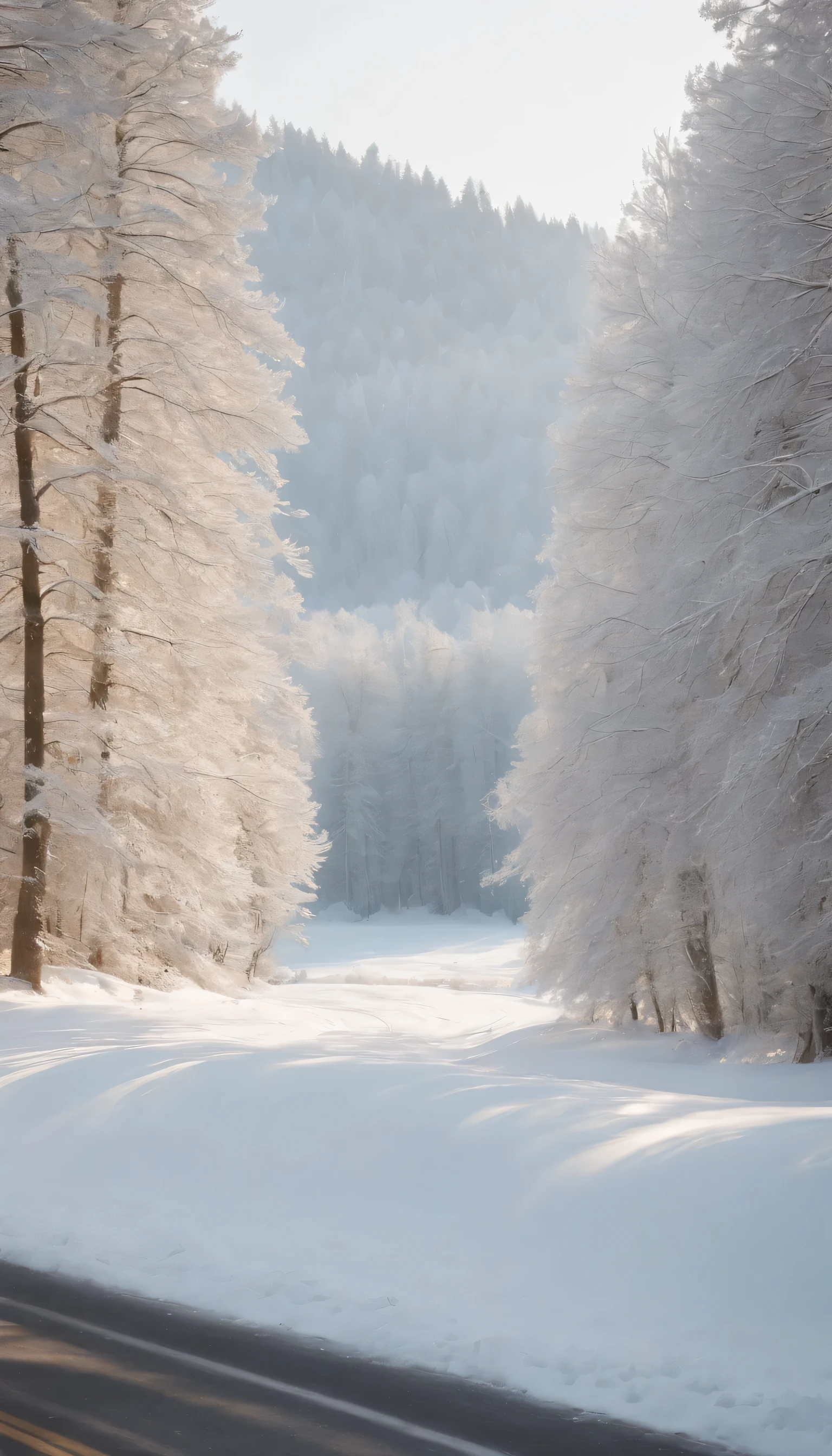 (Highly detailed CG Unity 8K wallpaper、masterpiece、highest quality、Super detailed)、(best lighting、best shadow、very delicate and beautiful)、highest quality、8K、Detailed facial depiction、masterpiece、highest quality、clear image quality、Photo of snowy scenery seen from the window