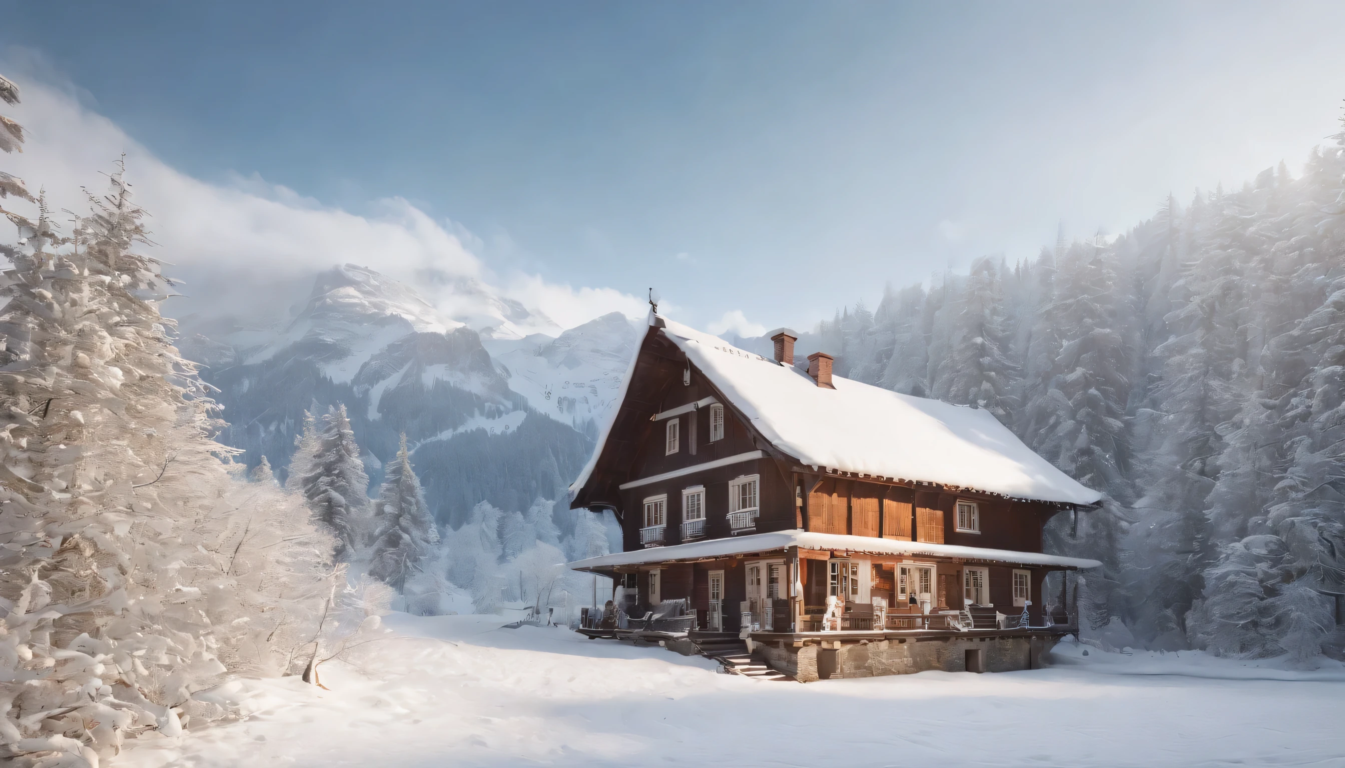 (Highly detailed CG Unity 8K wallpaper、masterpiece、highest quality、Super detailed)、(best lighting、best shadow、very delicate and beautiful)、highest quality、8K、Detailed facial depiction、masterpiece、highest quality、clear image quality、Photo of snowy scenery seen from the window