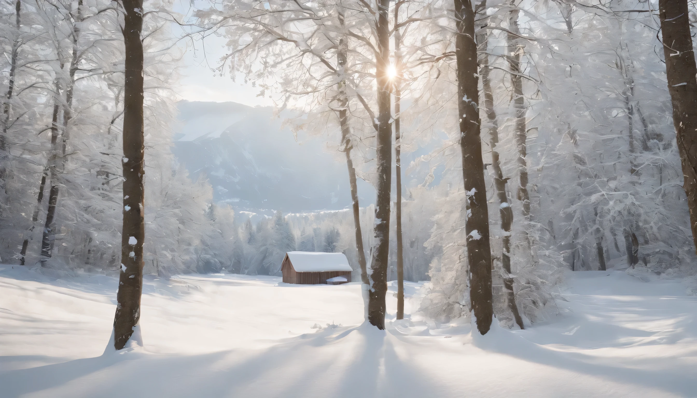 (Highly detailed CG Unity 8K wallpaper、masterpiece、highest quality、Super detailed)、(best lighting、best shadow、very delicate and beautiful)、highest quality、8K、Detailed facial depiction、masterpiece、highest quality、clear image quality、Photo of snowy scenery seen from the window