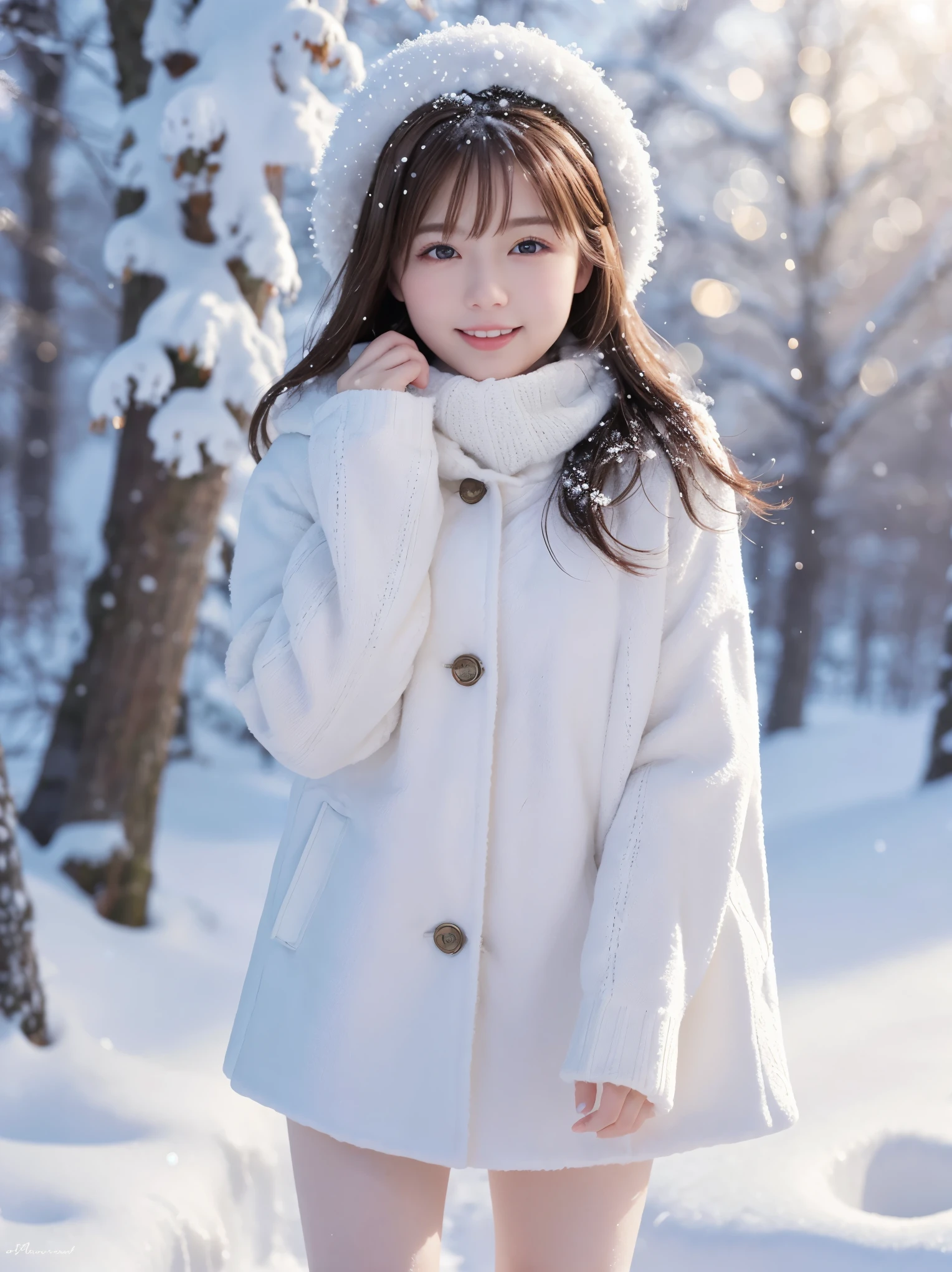 highest quality,4K,8K,High resolution,masterpiece:1.2,Super detailed,realistic,photorealistic:1.37,winter, snow, snowy landscape, beautiful girl in a down coat, fine eyes, detailed lips, long eyelashes, mini pleated skirt, snowy scene, soft lighting, cozy atmosphere, Moderately: Oil, fresh snow, winter wonderland, cool tone, delicate brushstrokes, snowy trees, frosty breath, calm expression, playful pose, beauty of nature, snowflakes, snow-covered ground, winter fashion, Stylish clothes, snow boots, rosy cheeks, wintertime joy, peaceful atmosphere, mysterious beauty, magical winter scene, winter fashionista, quirky charm