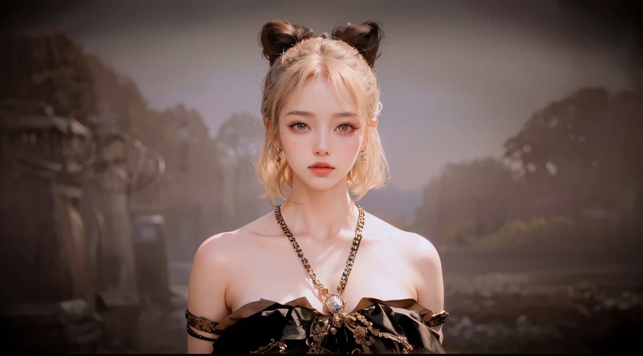 (8k, RAW photo, photorealistic:1.25) ,( lipgloss, eyelashes, glosace, glossy skin, best quality, ultra highres, depth of field, chromatic aberration, caustics, Broad lighting, natural shading, Kpop idol) looking at the audience With serenity and goddess-like bliss, big breastig breastig titull body,