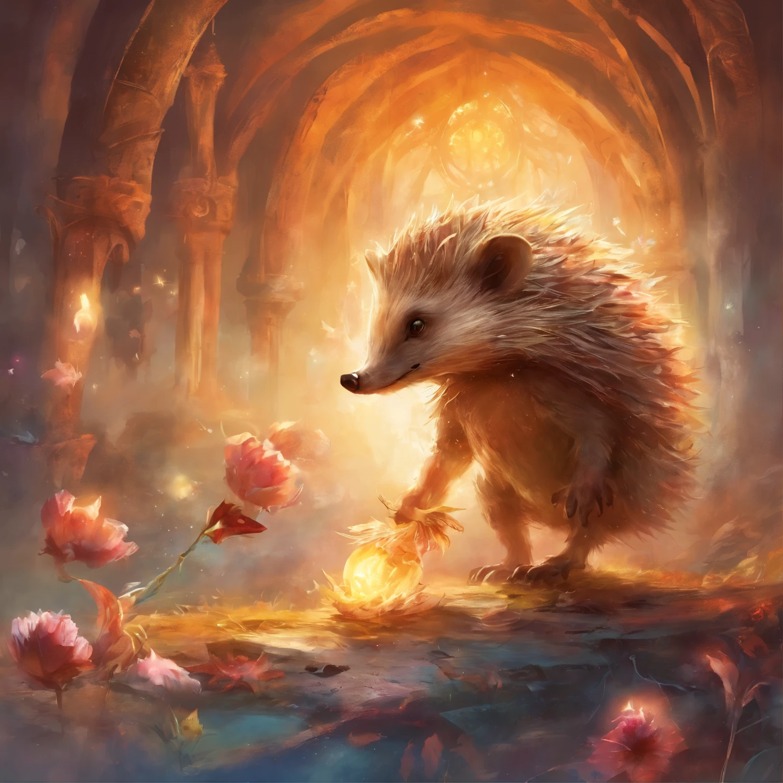 The hedgehog is with you, skeleton with remains of flesh, a lot of blood, grin, tears the body apart, tears of flesh