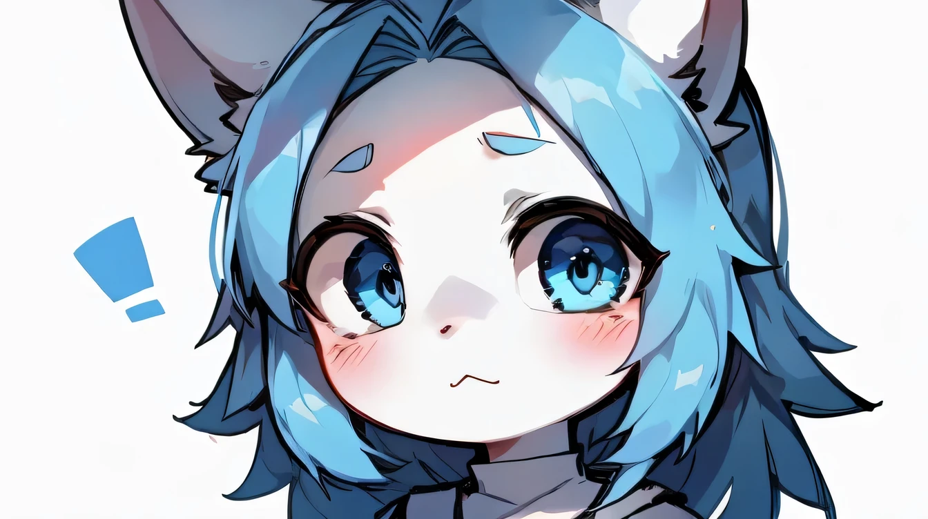 blue eyes,blue hair,white face,Lovely,blank background