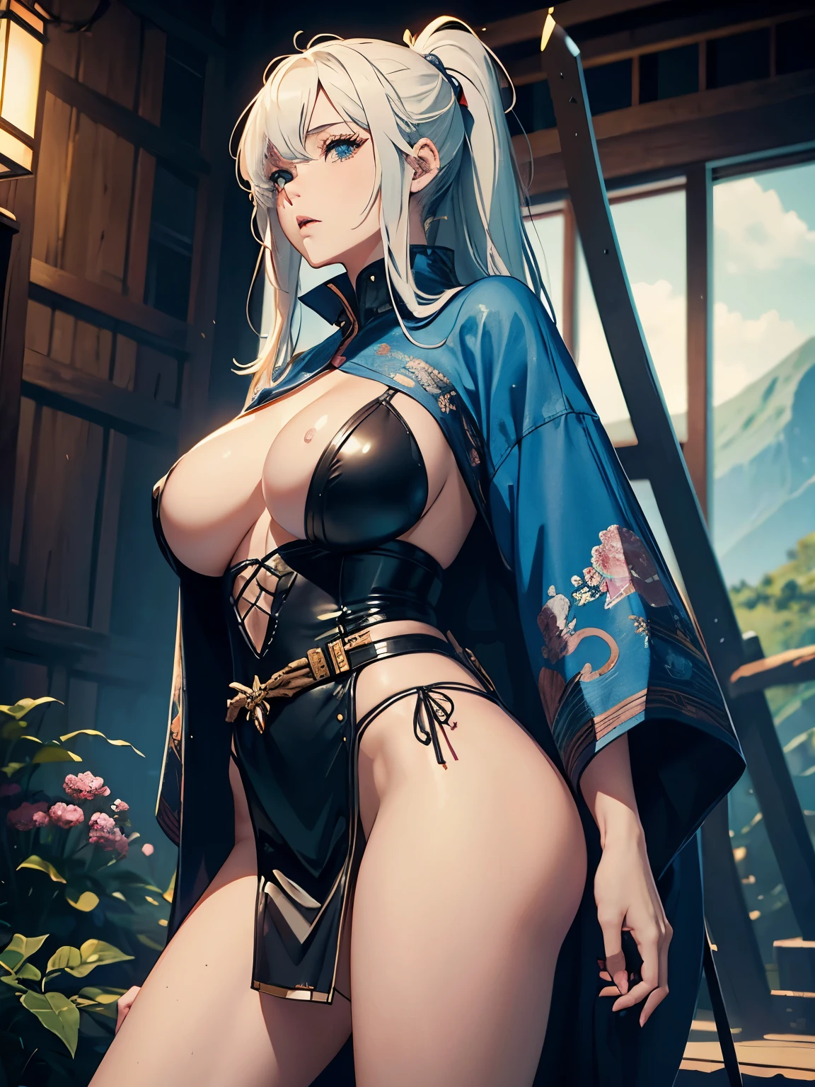 James Warhola, A E Marty, Surreal mysterious strange fantasy SCI-FI, Japanese Anime, Mountain of Giant Ehomaki, mini skirt beautiful girl climber looking from a distance, perfect voluminous body, detailed masterpiece bird’s eye views Hyper realistic sharp focus sexy tits erotic ass provocative body