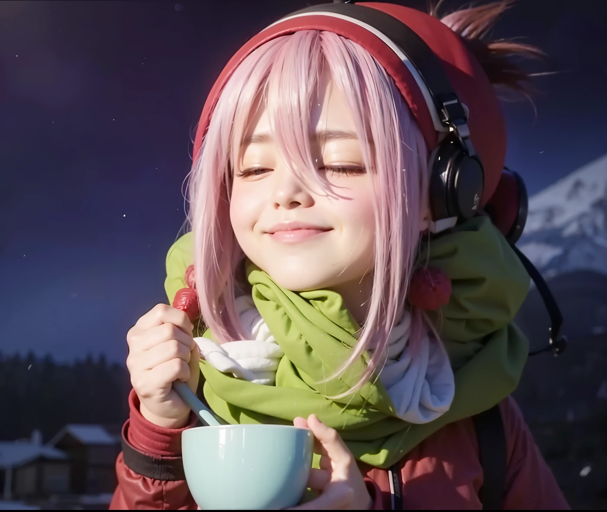 Nadeshiko kagamihara, yuru camp, pink hair