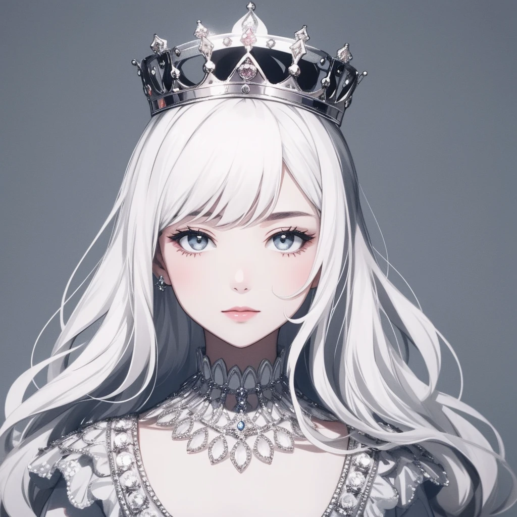 without a girl, with a crown with diamonds on a white background, without people, dark colors, only the crown, no people