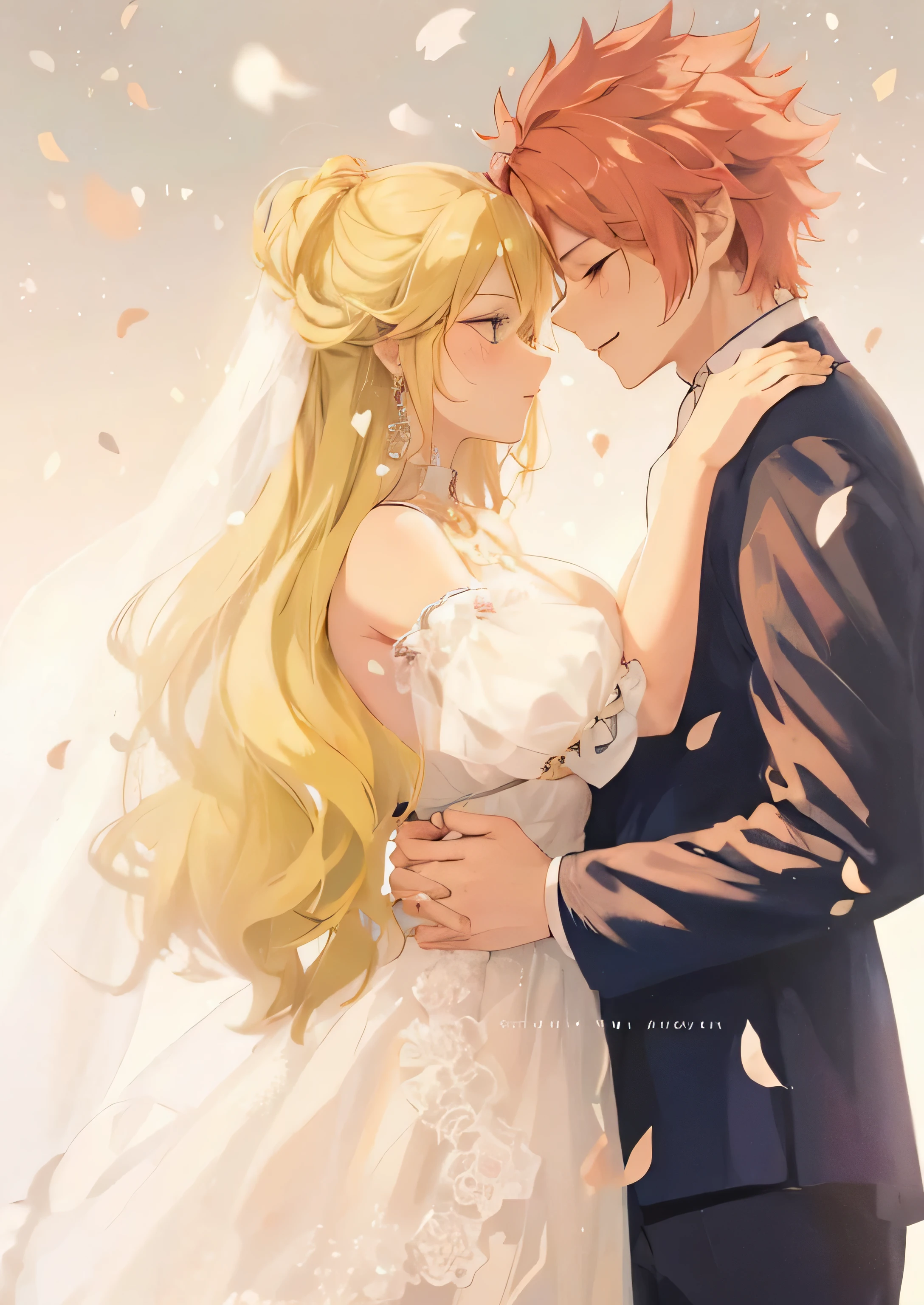 Celebrate the magical union of Natsu Dragneel and Lucy Heartfilia as they transcend worlds. Imagine Natsu adornado com trajes principescos de um reino distante, gracefully holding hands with Lucy, que irradia simplicidade em seu traje elegante, but discreet. Explore the enchanting mix of royalty and modesty in this captivating moment, where two hearts find harmony between realms. Let your imagination soar in this extraordinary representation of love and fantasy.