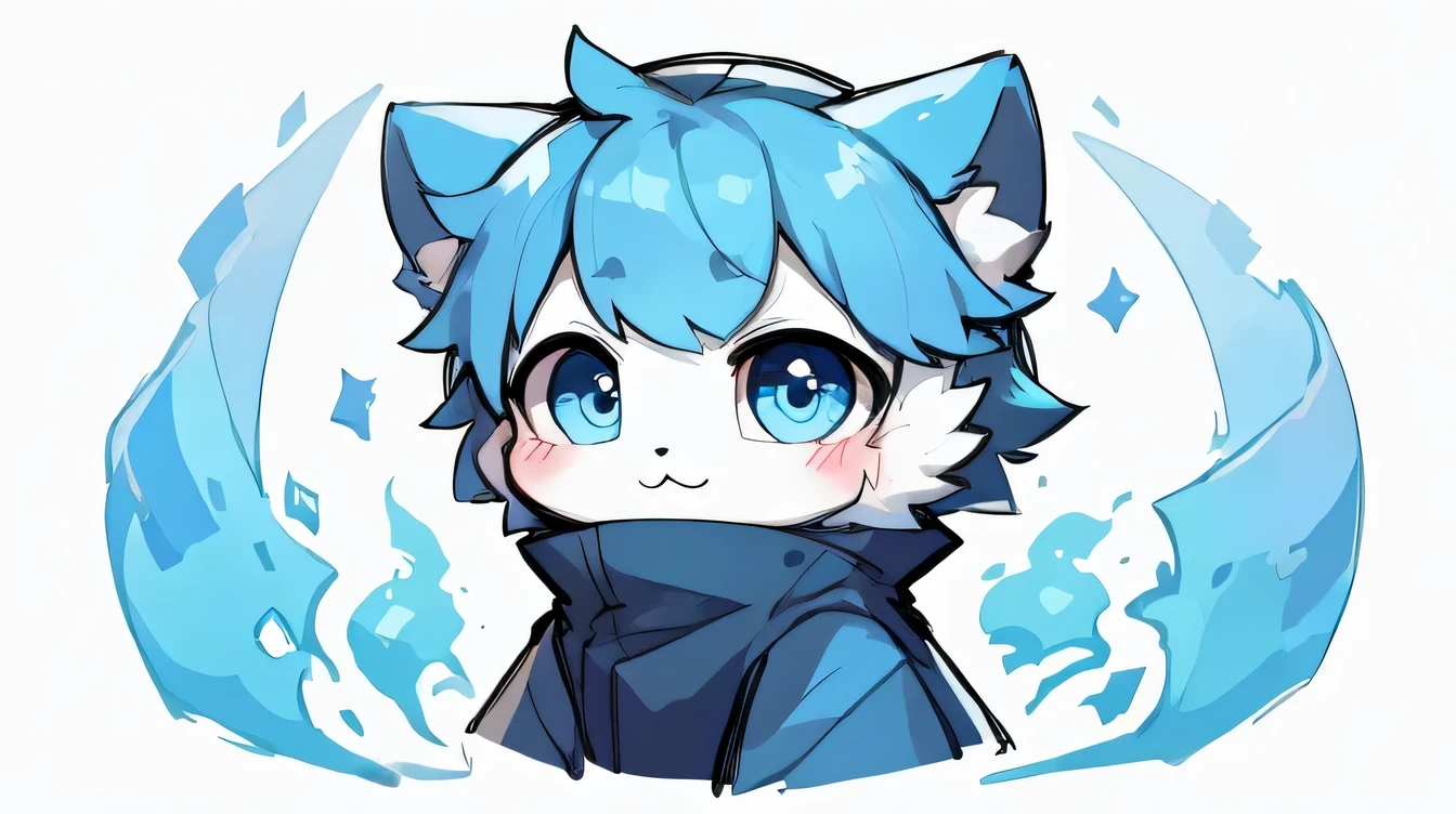 blue eyes,blue hair,white face,Lovely,blank background