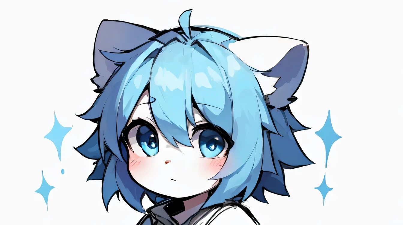 blue eyes,blue hair,white face,Lovely,blank background