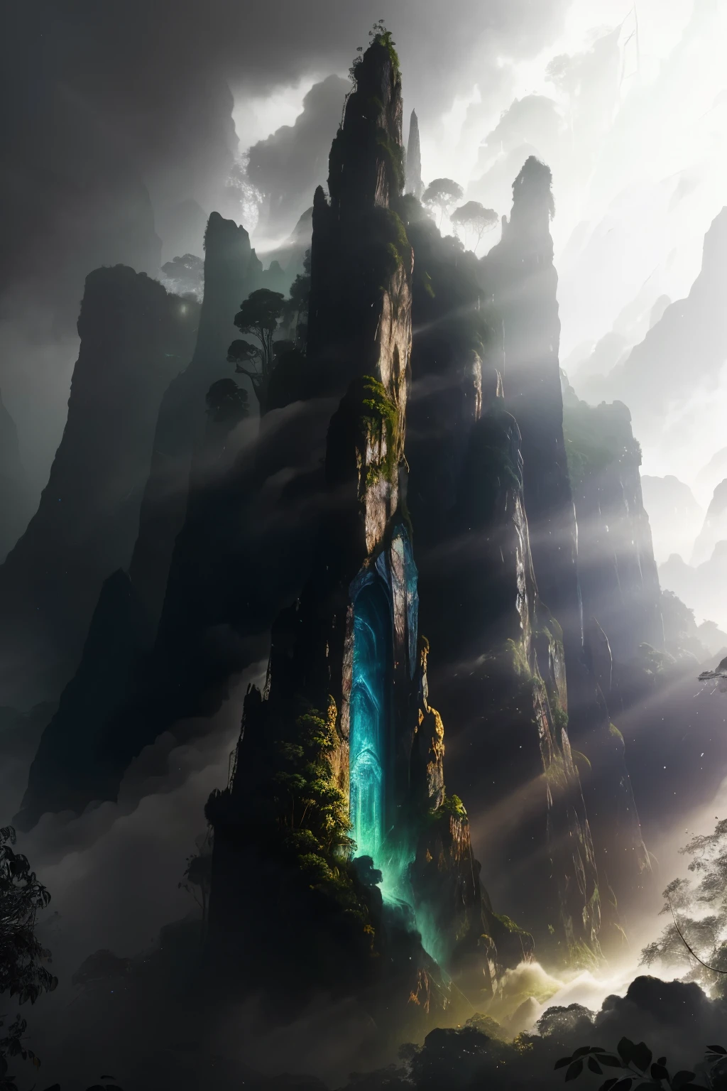 ((masterpiece)), ((best quality)), 8k, high detailed, ultra-detailed, A captivating depiction of "The One" by Krissiad on DeviantArt. The character's personage is rendered in stunning, mega-detailed CG unity 8k wallpaper art. With high contrast, the intricately designed features of the character's face are brought to life, showcasing expressive, precise lines and textures. The thick fog surrounding the scene adds a mystical, enchanting ambiance. The jungle backdrop, teeming with emerald greenery, is rendered with magical lighting that creates a shimmering effect, highlighting the l