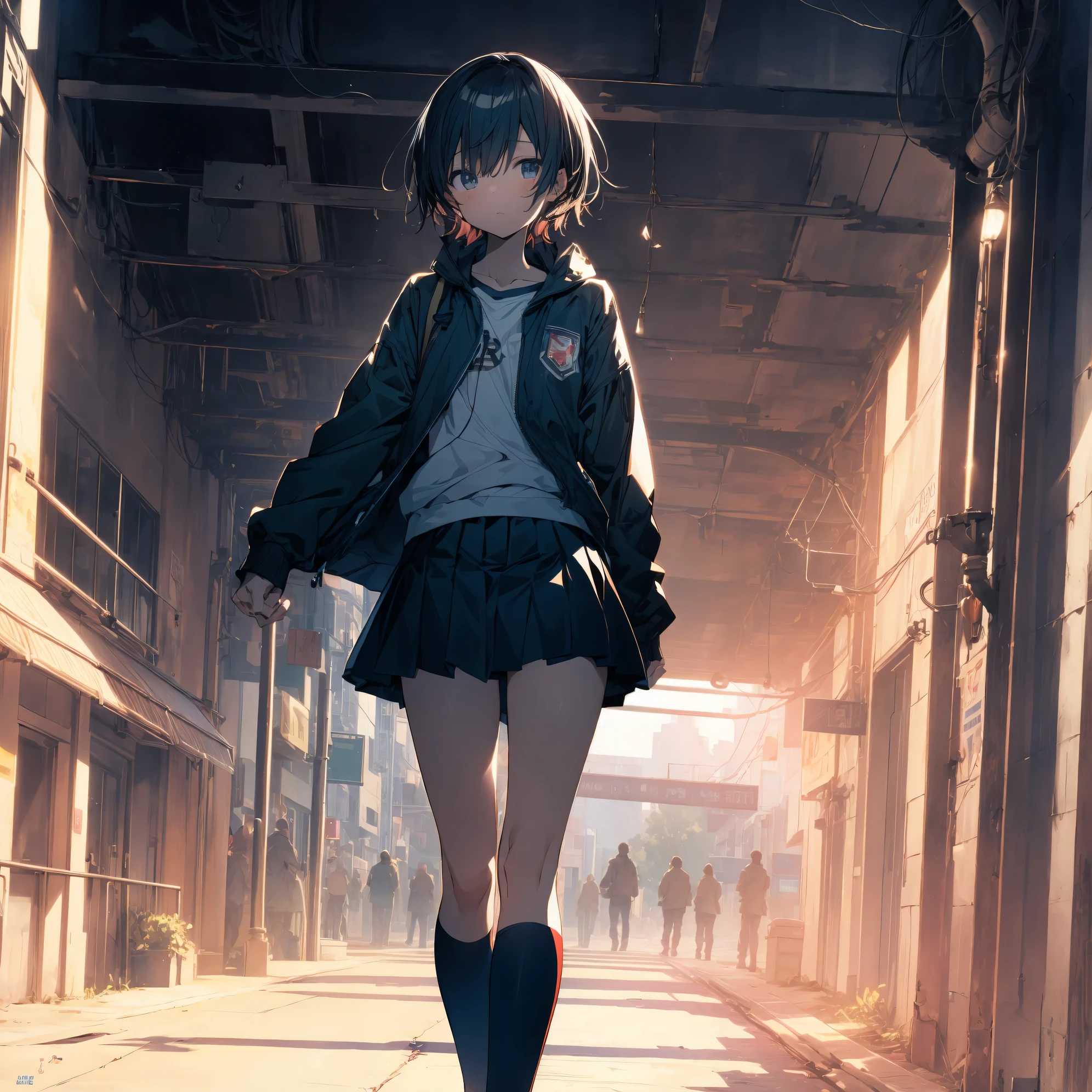Super high quality by the art god, super detailed, High resolution, AI generated, anime moe art style, best anime 8K konachan wallpaper, pixiv contest winner, perfect ???????, break,(眠そうにalone学校へ行く女の子を描いてください. ),break, surreal high school girl, (alone,lolita, , 13 years old:1.3),All limbs, full finger,, androgynous charm, (very short hair), messy hair, flat chest, Because I&#39;m slender, small ass, between legs, Small black eyes, beautiful and fine eyes, Well-proportioned iris and pupils, disgusted eyes, High resolutionの詳細な髪, wearing school uniform, (skirt), On the way to school. break,super dense skin, Best lighting by famous artists, 8K, figure,UHD, rough skin