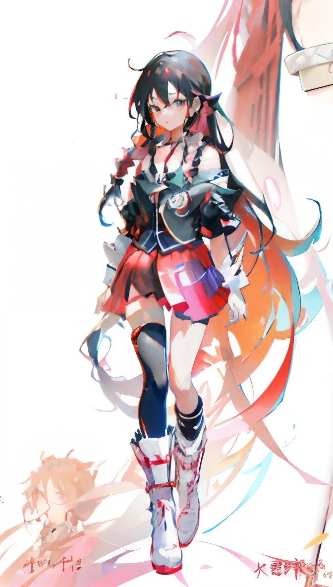 Anime character of a woman with a broken leg wearing a red dress and black boots, artistic render of Hakurei Reimu, full body xianxia, Hakurei Reimu, concept art of comiket cosplay, katana zero video game character, official character art, Available roles, Animation character design, ( ( character concept art ) ), Sao style anime