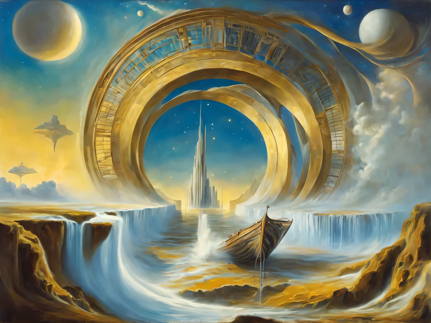 Invent and depict, what the Forgotten Gates of time and space would look like, if Salvador Dali wrote them.