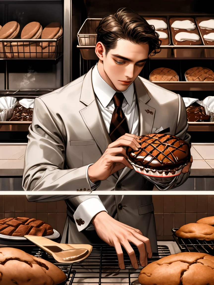 masterpiece, collage of a man baking chocolate