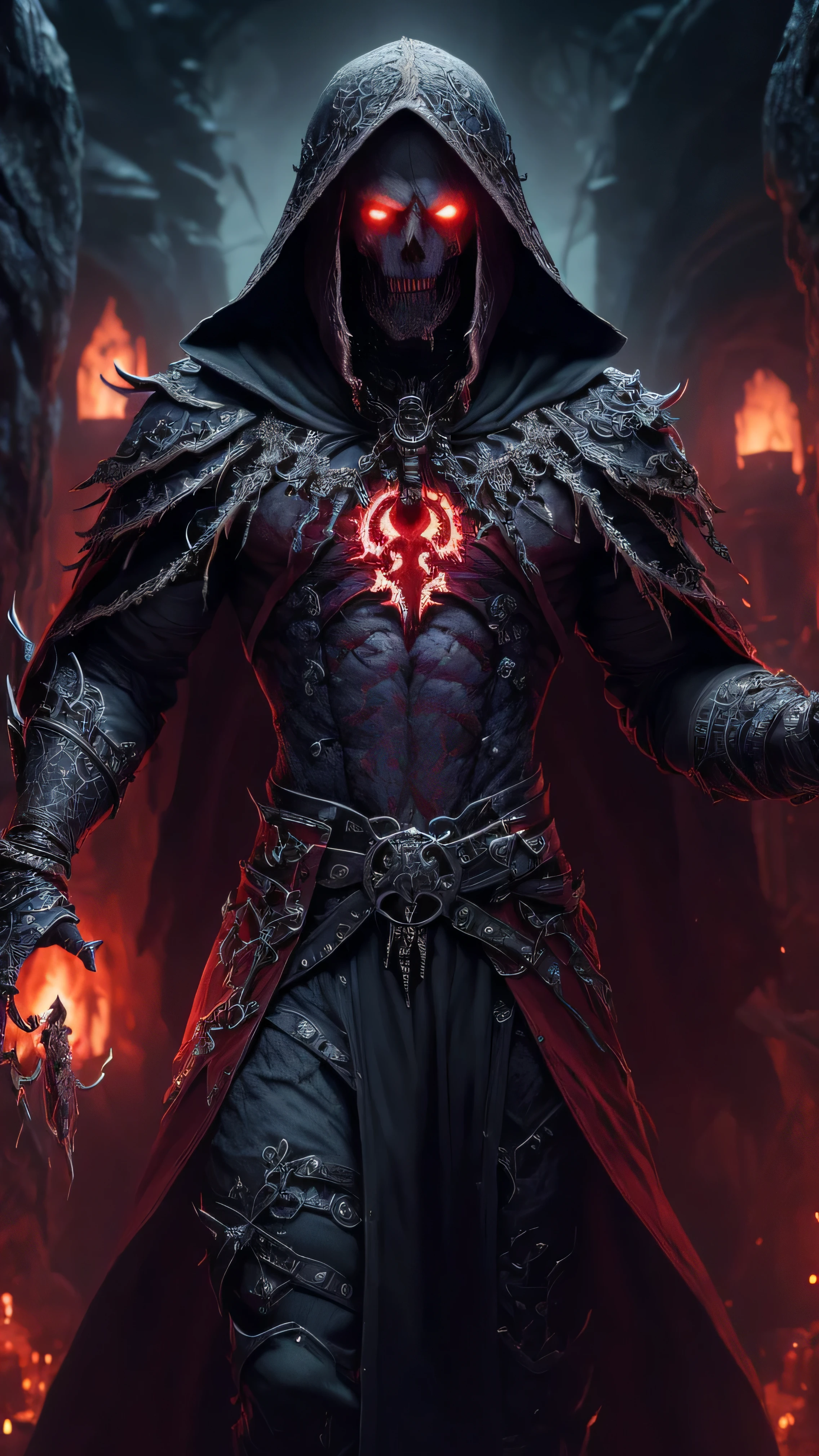 (extremely detailed 8k wallpaper), a medium sized photo of a fearful necromancer, intricate, rich in detail, dramatic