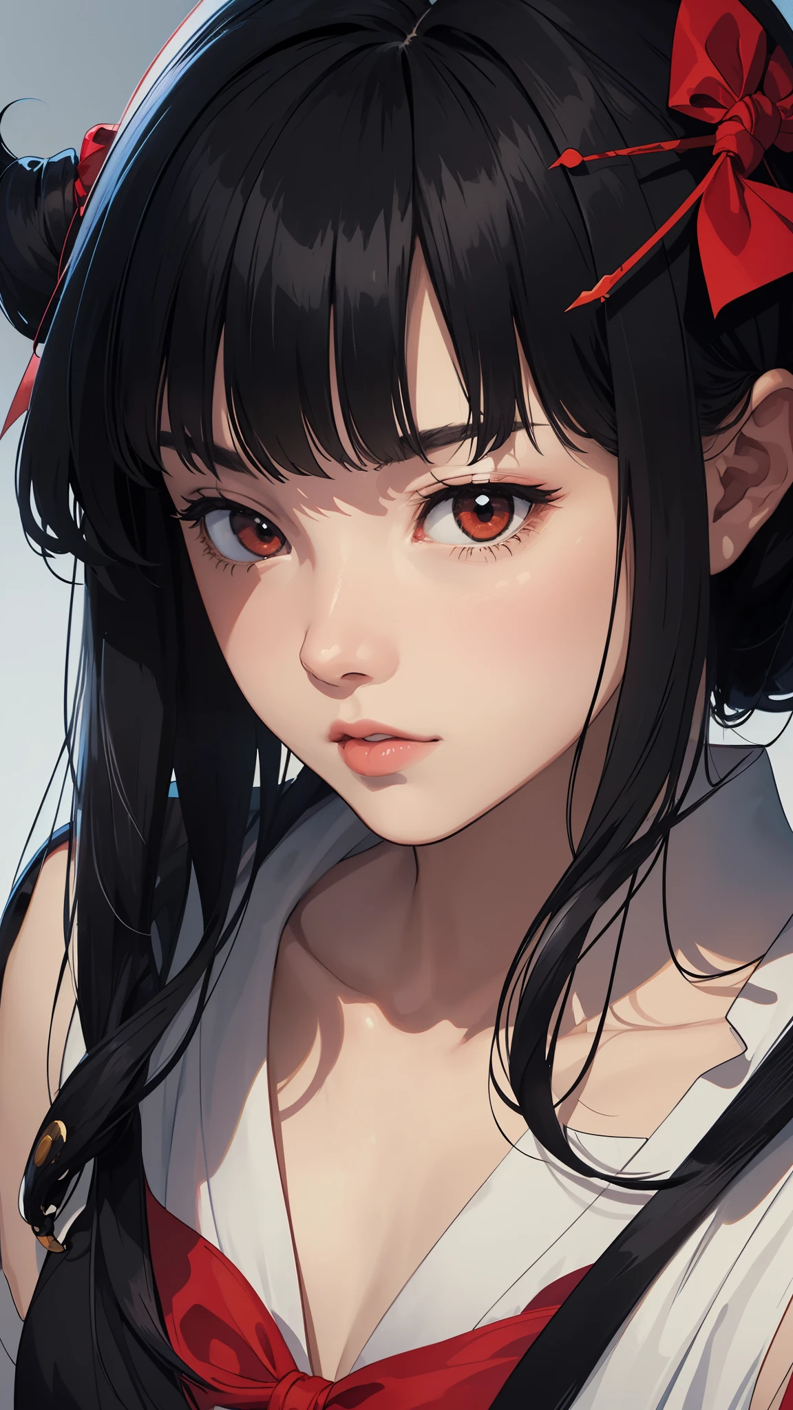 (fantasy illustration:1.5), (alone:1.2), (Japanese cartoons,8k,masterpiece, top quality, best quality,Beautiful and beautiful:1.2,Professional illustration:1.1,Ultra-detailed:1.3,perfect lighting), Very detailed, most detailed, Extremely ridiculous, high resolution, Ultra-detaileded, complex:1.6, (girl), Very detailed的美丽的脸和眼睛, beautiful hair, bob hair, blunt bangs, (black hair:1.4), (red ribbon behind hair:1.2), ( Samurai Shohun Akatsuki's nakoruru costume:1.2), Guess the skin, (Abstract:1.2), beautiful, Subei Subei, (short and small,Medium chest), Sense of speed, Dagger Master,