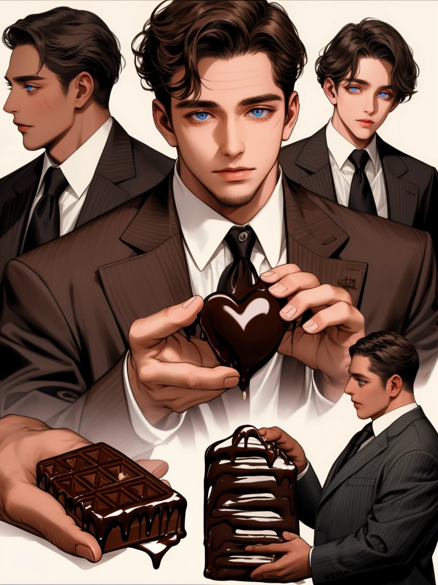masterpiece, collage of a man baking chocolate