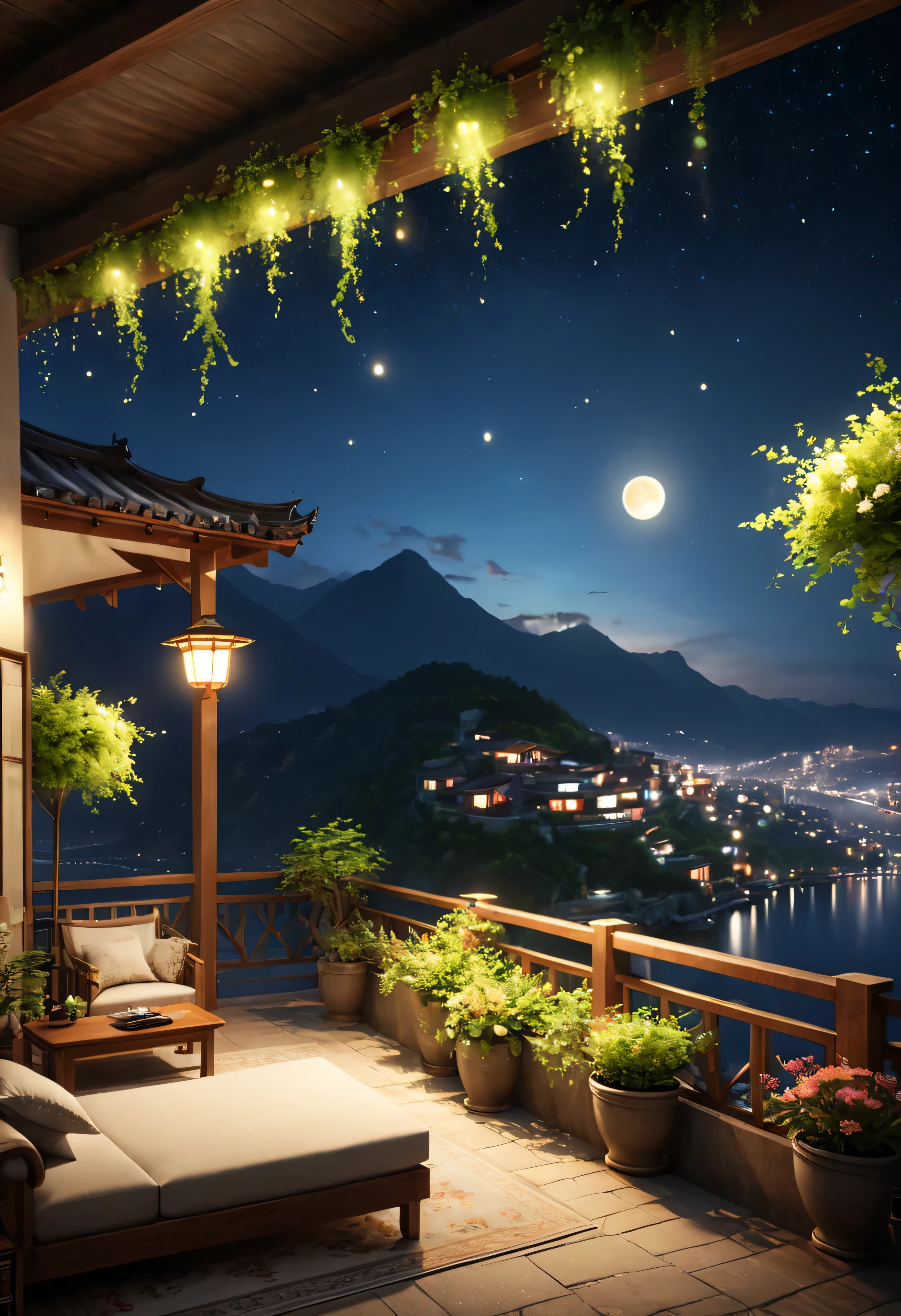 Please generate a good night picture (best quality, masterpiece, Representative Works, official art, professional, 8k)沒有人night.night.night view.it&#39;comfortably、Relaxed and comfortable, Beautiful and detailed scenes, Relaxation concept art, 8k high quality detailed art, 4k highly detailed digital art, Highly detailed scenes(night場景.warm light)(best quality,4K,8k,high resolution,masterpiece:1.2),super detailed,(actual,photoactual,photo-actual:1.37),bokeh background,