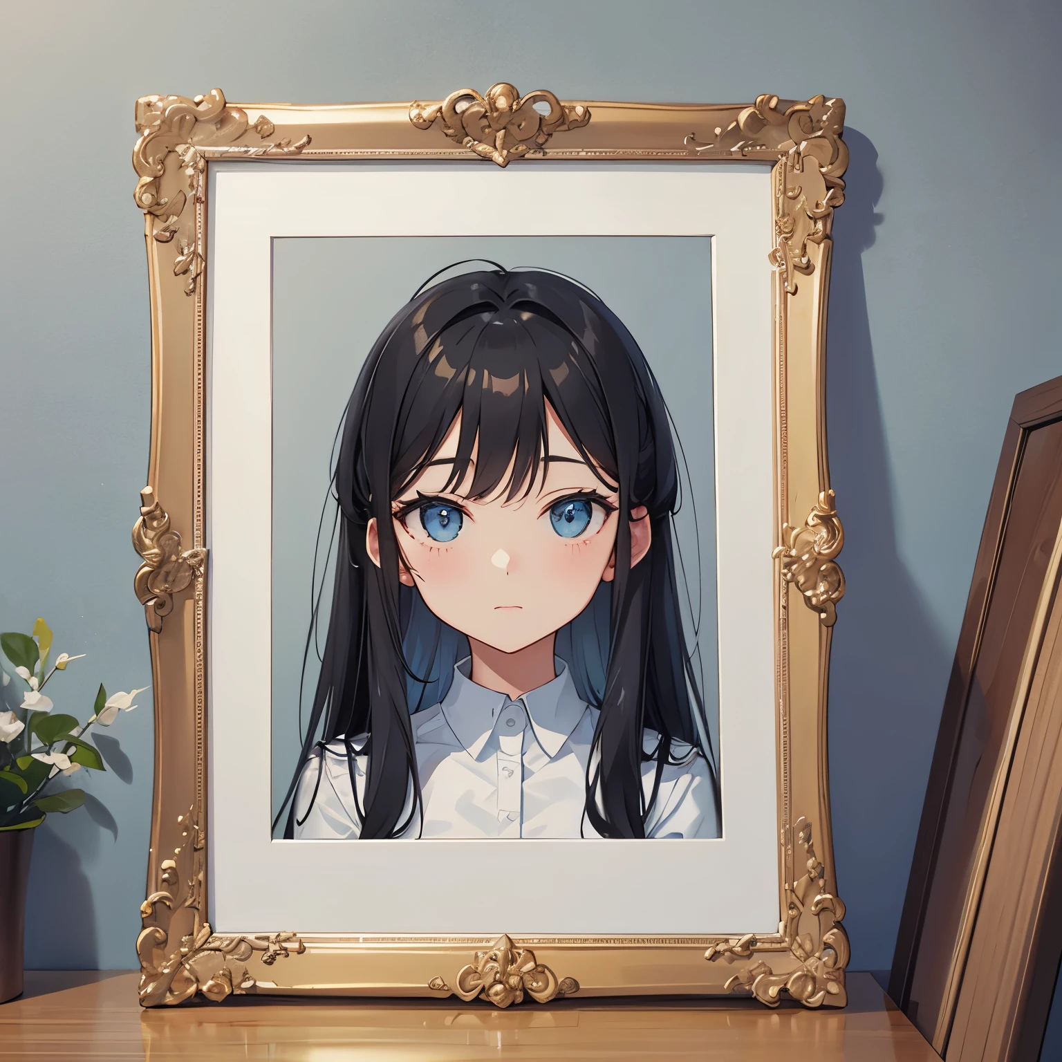 portrait of empty photo frame on the wall