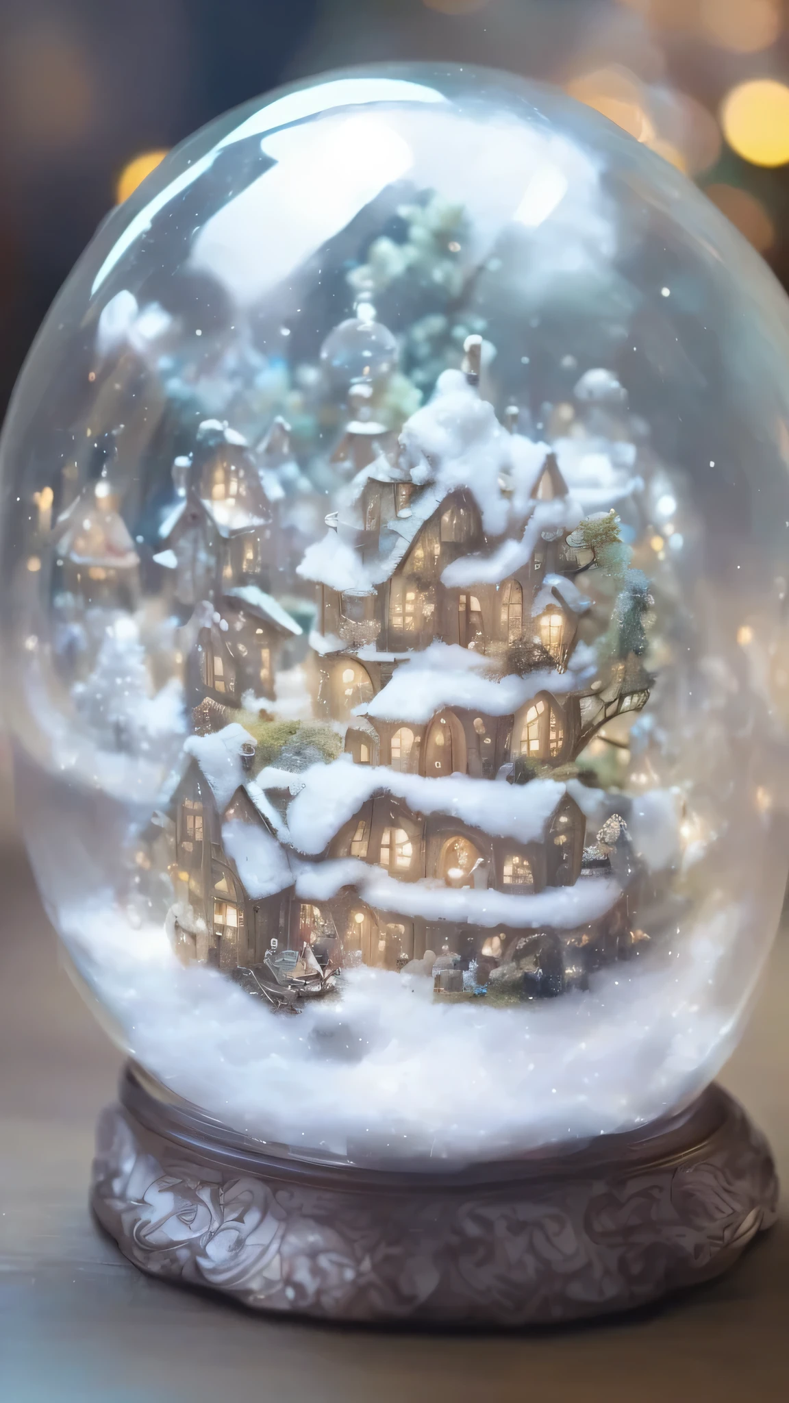 there is a snow globe with a house inside of it, Beautiful detailed miniatures, dreamy and detailed, inside a snow globe, cosy enchanted scene, so magical and dreamy, on a mini world, World of Miniature, snow globe, snow globe, Dream landscape in a bottle, Captivating terrarium graphics, beautiful render of a fairytale, Glass Ball, A beautifully detailed fantasy, magical environment
