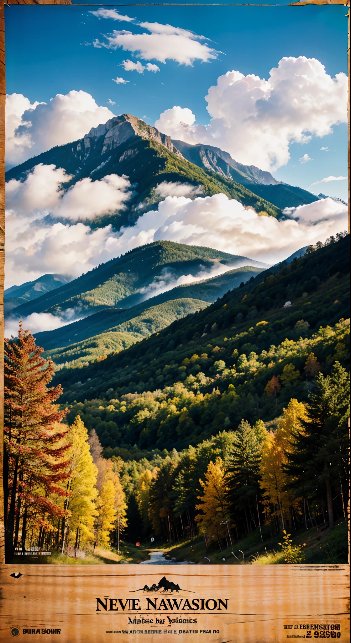Great smokey national park travel poster, illustration, high quality, intricated detailed, uhd res, no tesxt and no words inside it