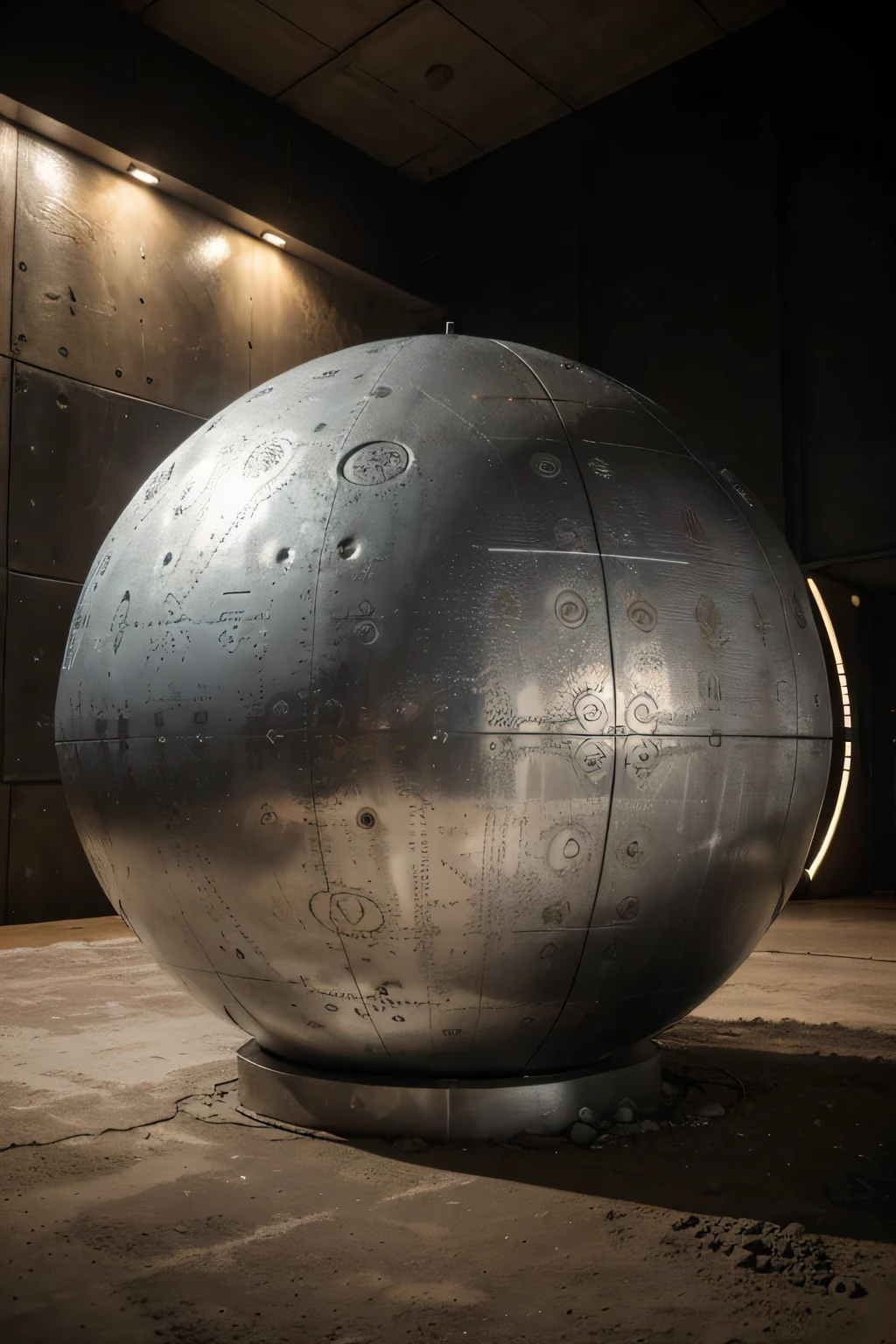 Description: SCP-XXXX is a metallic sphere approximately 2 meters in diameter, composed of an unknown alloy resistant to extreme temperatures and strong magnetic fields. The surface of the sphere displays complex patterns of inscriptions and symbols, that do not correspond to any known writing system. com militares em volta da edfera