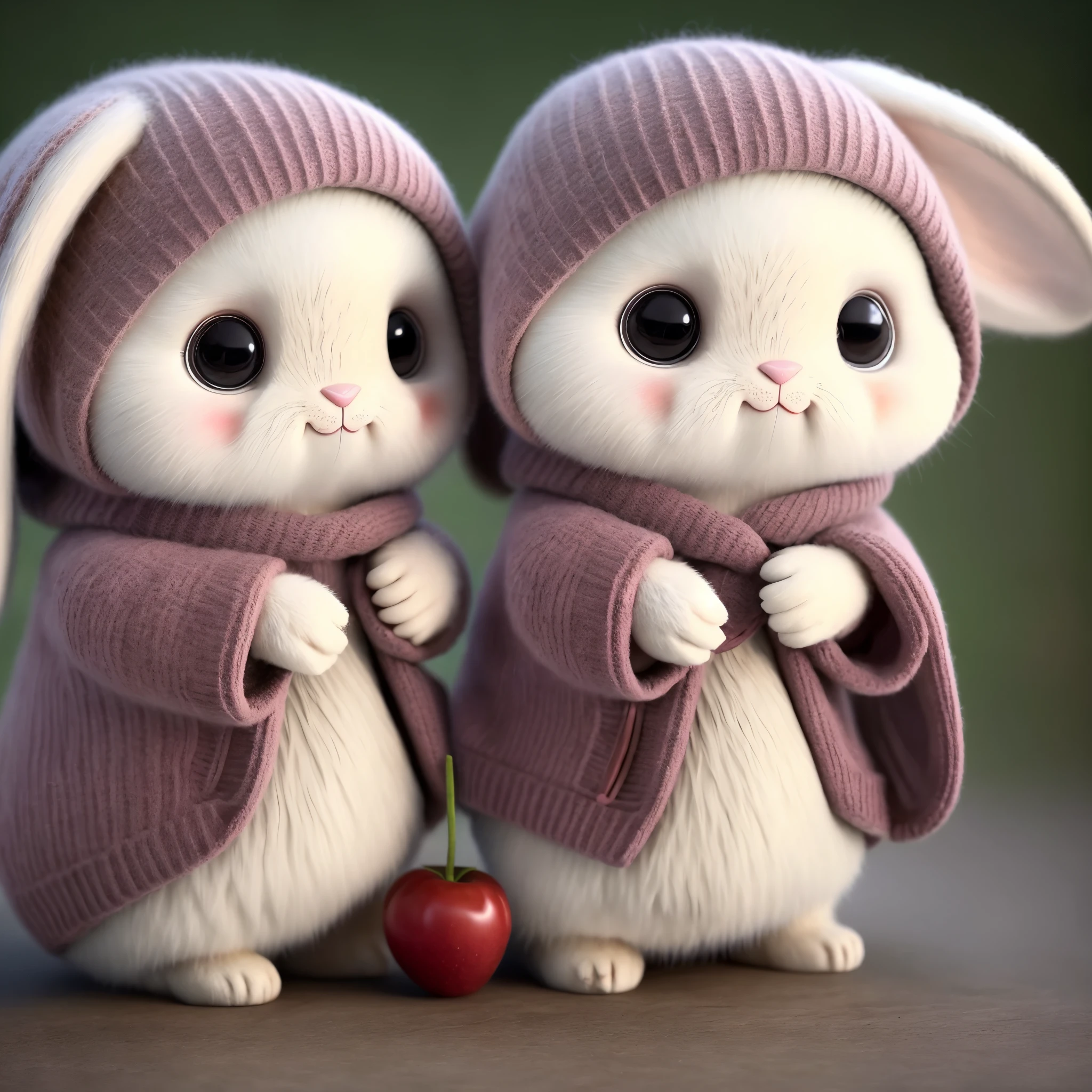 : 3. rabbit, actual, hairy, animals in clothes, apple, dark circles, blush, cherry, food, fruit, whole body, have, non-human, morango, tomato, watermelon