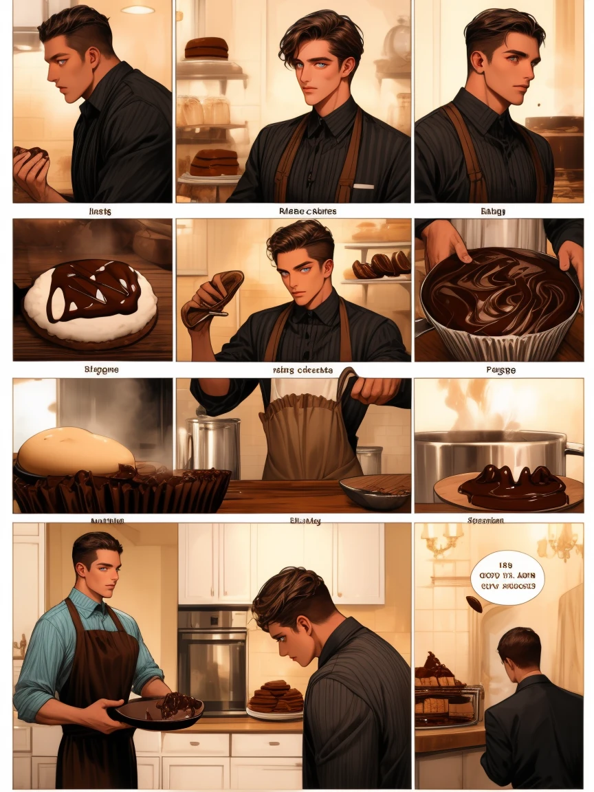 masterpiece, collage of a man baking chocolate