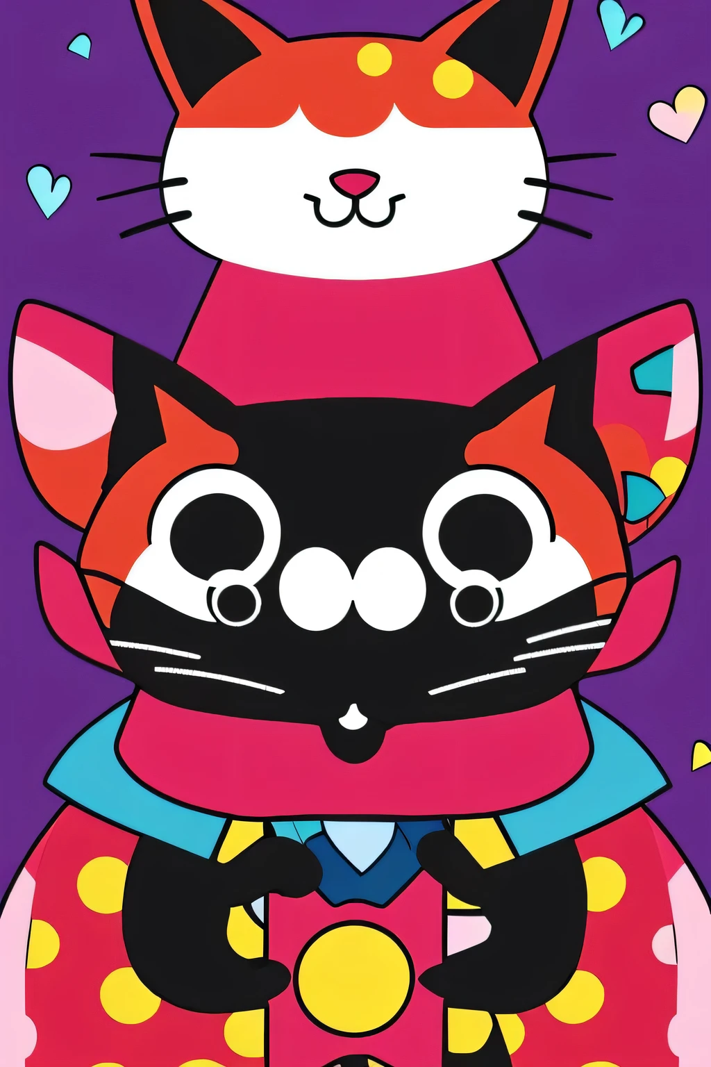 1 strange cat、character、strange cat、art、Background Simple