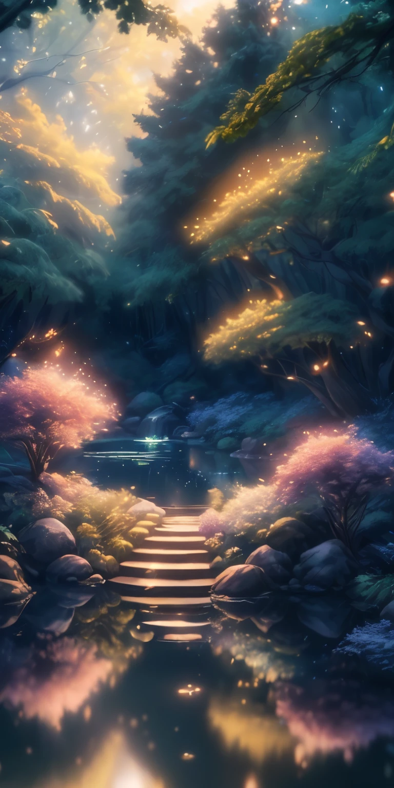 masterpiece, best quality, (Very detailed CG unified 8k wallpaper), (best quality), (Best Illustration), (best shade), Glowing Elves, and a glowing deer, in the pool Drinking water, nature元素 in the forest theme. mysterious forest, Beautiful forest, nature, surrounded by flower, delicate Leaves and branches surrounded by firefly (nature元素), (jungle theme), (Leaves), (branches), (firefly), (particle effect) ETC. 3D , octane rendering, Ray tracing, Super detailed--v6
