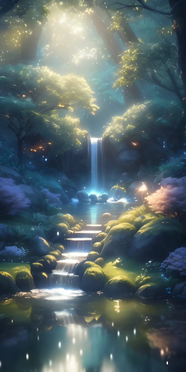 masterpiece, best quality, (Very detailed CG unified 8k wallpaper), (best quality), (Best Illustration), (best shade), Glowing Elves, and a glowing deer, in the pool Drinking water, nature元素 in the forest theme. mysterious forest, Beautiful forest, nature, surrounded by flower, delicate Leaves and branches surrounded by firefly (nature元素), (jungle theme), (Leaves), (branches), (firefly), (particle effect) ETC. 3D , octane rendering, Ray tracing, Super detailed--v6