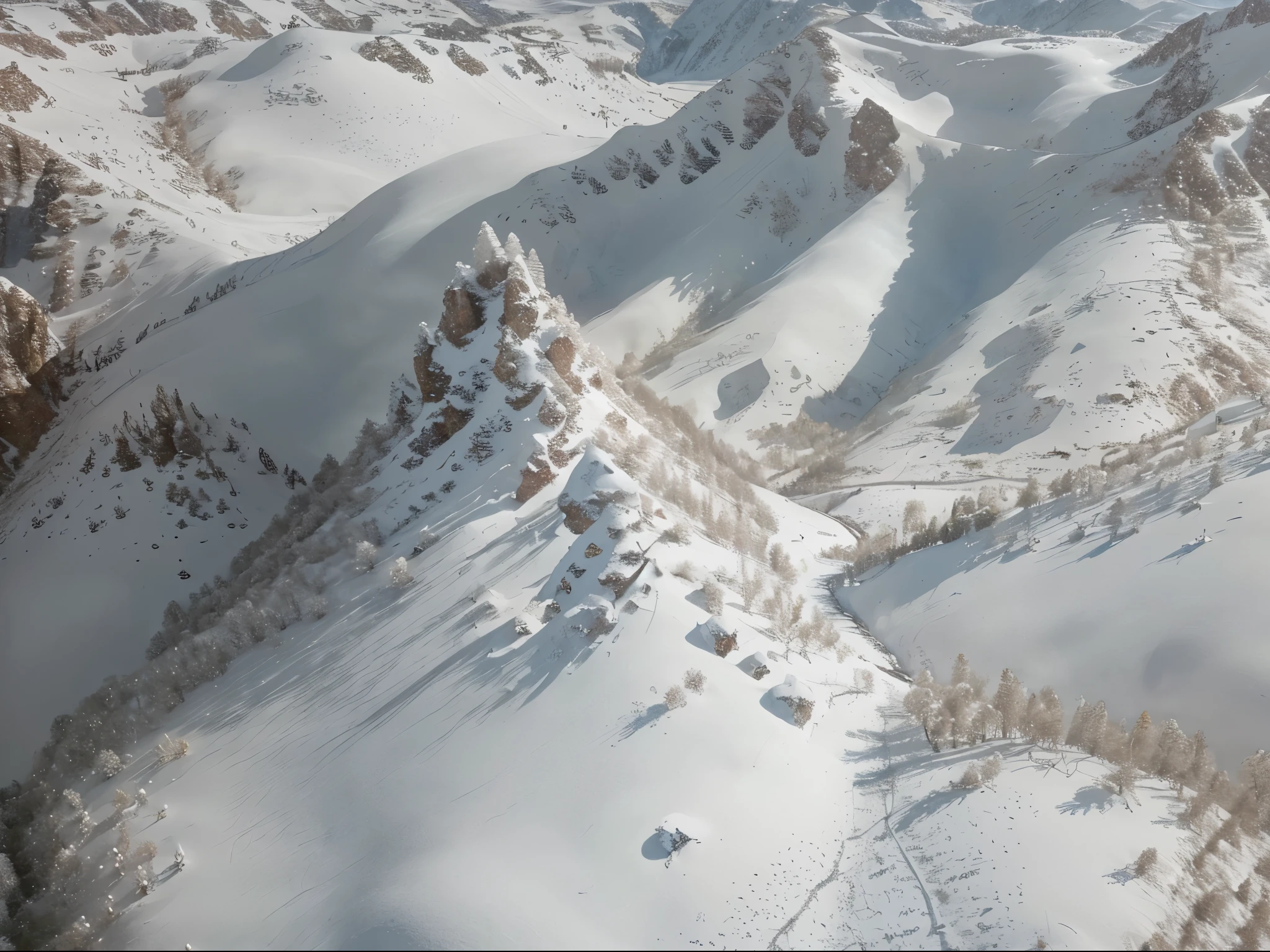 snow, winter, hills, beautiful, landscape, masterpiece, white