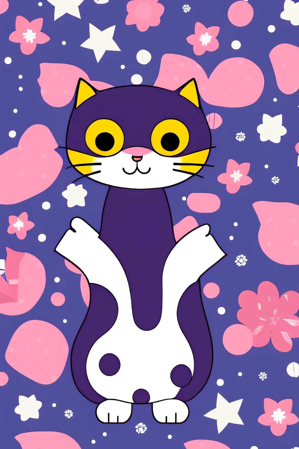 1 strange cat、character、strange cat、art、Background Simple