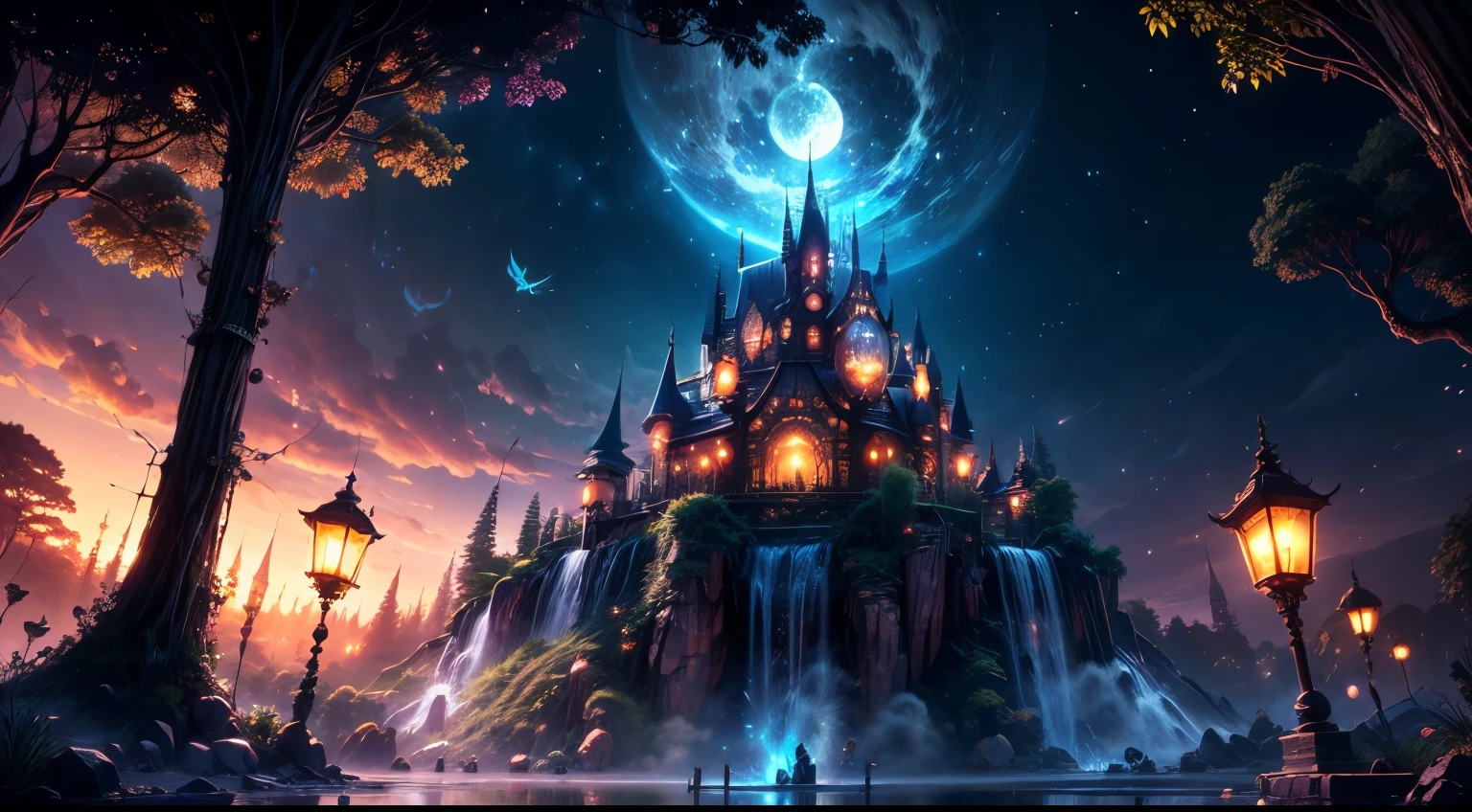 (best quality,4k,8k,highres,masterpiece:1.2),ultra-detailed,(realistic,photorealistic,photo-realistic:1.37), ultra wide angle view a magical fairy village,colorful mushroom houses,enchanting lights,fluttering butterflies and fireflies,vibrant and vivid colors,fairy tale atmosphere,soft and warm lighting,whimsical and fantastical scenery,detailed textures and patterns,ethereal and mystical ambiance,sparkling and glowing elements,serene and peaceful surroundings,rich and lush vegetation,magical plants and flowers,magical creatures and animals,magical waterfalls and streams,tranquil and clear sky,spellbinding and captivating view,magical moonlit night,magical fog and mist,enchanted sounds of nature,enchanted pathways and walkways,hidden secrets and surprises around every corner,fairy dust and magic in the air,dream-like and surreal atmosphere,enchanting and whimsical music,fairy queen and her royal court,fairy houses decorated with flowers and vines,glowing lanterns and fairy lights,playful and mischievous fairies,dancing and twirling fireflies among the trees,magical reflections in the water,entrancing and mesmerizing energy,peaceful and serene fairy village in the evening light,colorful and lively celebrations and festivals,iridescent and shimmering wings of the fairies,magical potions and spell books,fairy tale characters and stories coming to life,enchanting bridges and arches made of vines and flowers,magical crystals and gemstones,whispering trees and talking animals,sunlit meadows and blooming fields,fantastic and otherworldly architecture,magical fountains and ponds with vibrant fish,harmony and balance in nature,mysterious and alluring atmosphere,enchanted forest surrounding the village,fairy folk and their daily activities,sparkling and twinkling stars in the night sky,fairy blessings and wishes granted,magical gateway to other realms,mystical and ancient tree of wisdom,glimmering and dreamy sunset over the village,