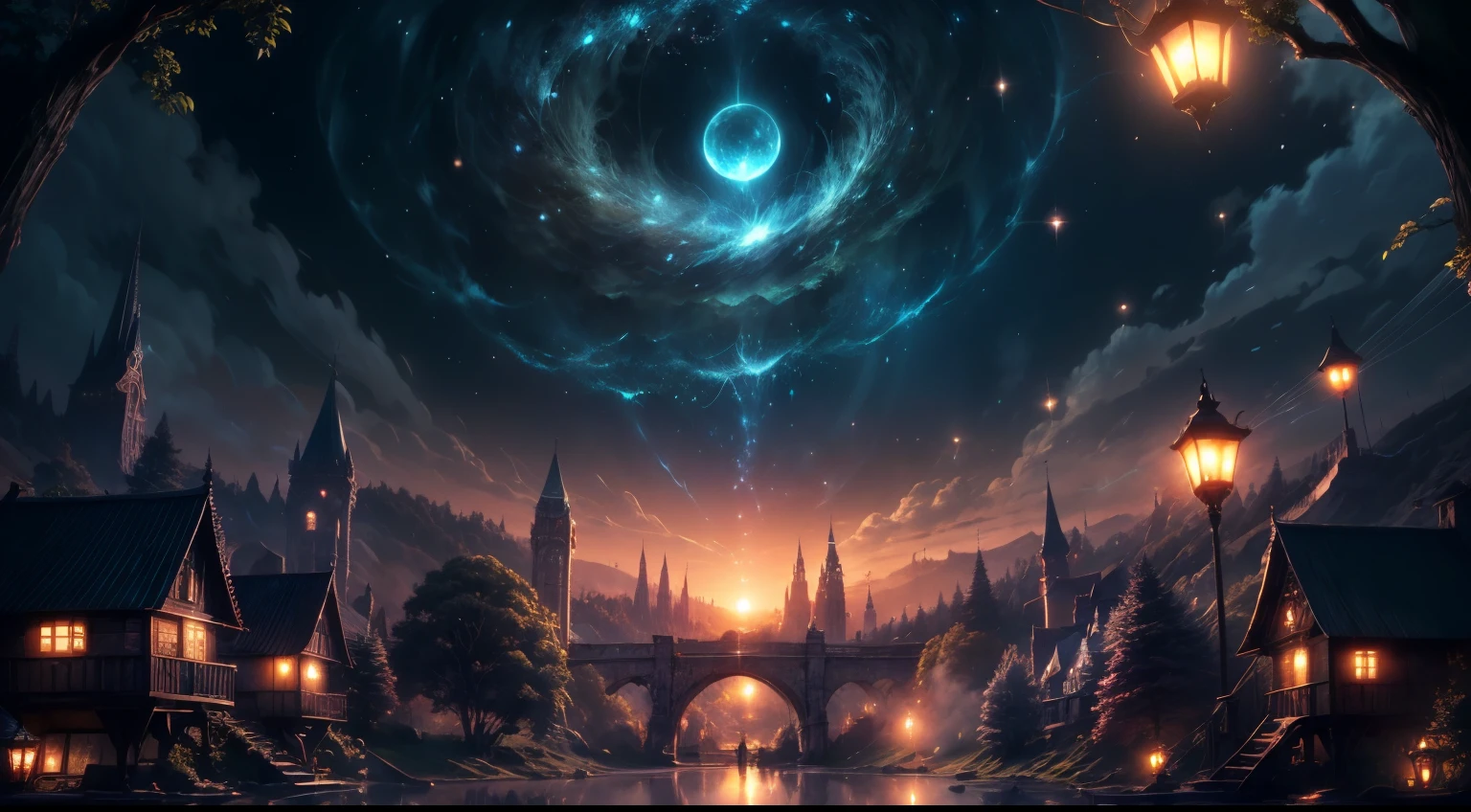 (best quality,4k,8k,highres,masterpiece:1.2),ultra-detailed,(realistic,photorealistic,photo-realistic:1.37), ultra wide angle view a magical fairy village,colorful mushroom houses,enchanting lights,fluttering butterflies and fireflies,vibrant and vivid colors,fairy tale atmosphere,soft and warm lighting,whimsical and fantastical scenery,detailed textures and patterns,ethereal and mystical ambiance,sparkling and glowing elements,serene and peaceful surroundings,rich and lush vegetation,magical plants and flowers,magical creatures and animals,magical waterfalls and streams,tranquil and clear sky,spellbinding and captivating view,magical moonlit night,magical fog and mist,enchanted sounds of nature,enchanted pathways and walkways,hidden secrets and surprises around every corner,fairy dust and magic in the air,dream-like and surreal atmosphere,enchanting and whimsical music,fairy queen and her royal court,fairy houses decorated with flowers and vines,glowing lanterns and fairy lights,playful and mischievous fairies,dancing and twirling fireflies among the trees,magical reflections in the water,entrancing and mesmerizing energy,peaceful and serene fairy village in the evening light,colorful and lively celebrations and festivals,iridescent and shimmering wings of the fairies,magical potions and spell books,fairy tale characters and stories coming to life,enchanting bridges and arches made of vines and flowers,magical crystals and gemstones,whispering trees and talking animals,sunlit meadows and blooming fields,fantastic and otherworldly architecture,magical fountains and ponds with vibrant fish,harmony and balance in nature,mysterious and alluring atmosphere,enchanted forest surrounding the village,fairy folk and their daily activities,sparkling and twinkling stars in the night sky,fairy blessings and wishes granted,magical gateway to other realms,mystical and ancient tree of wisdom,glimmering and dreamy sunset over the village,