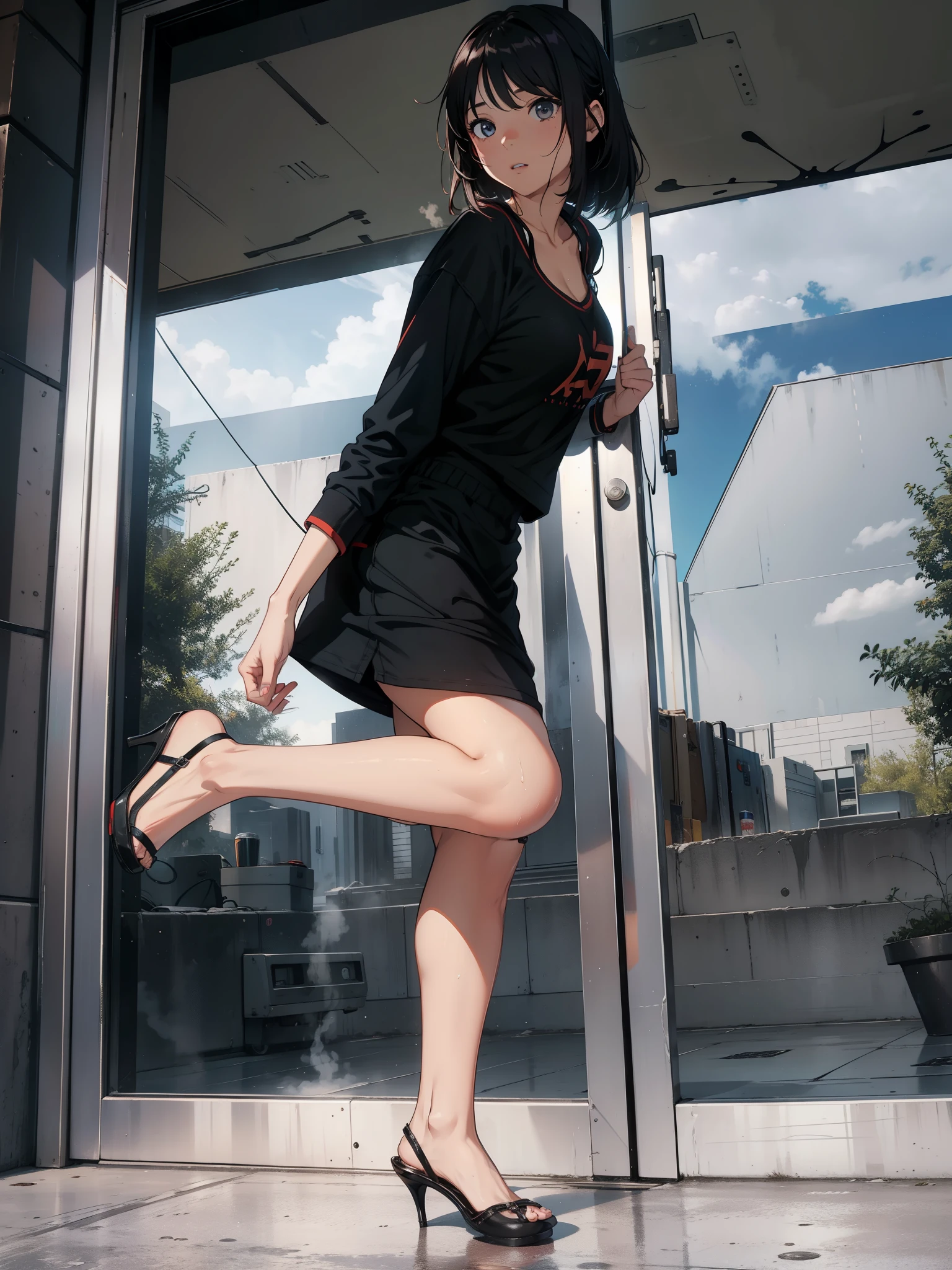 a sexy woman, (best quality), (masterpiece), (1girl), slim, anime, (flat chested), (short chinese dress), (sitting), (protrait), (full body view)