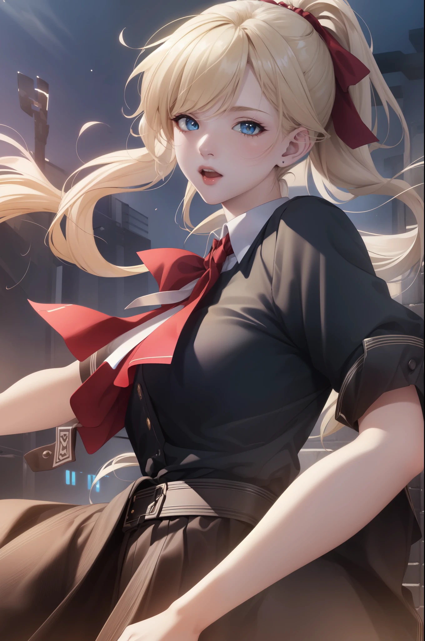 top-quality、realistic touch,high-detail、photoRealstic、Long body、captive beauty、big eye、Colossal tits、Strong platinum blonde eyelashes、platinum-blond、full body Esbian、Sparkling eyes、Submissive smile、Flushed cheeks、Kamimei、thin-waist、Voluptuous thighs、Enraptured look、Raked bangs、The forehead is protruding、Tight and see-through nurse uniform、thigh-high socks、sleeveless、Tight skirt with a large slit、A corset that emphasizes your breasts、