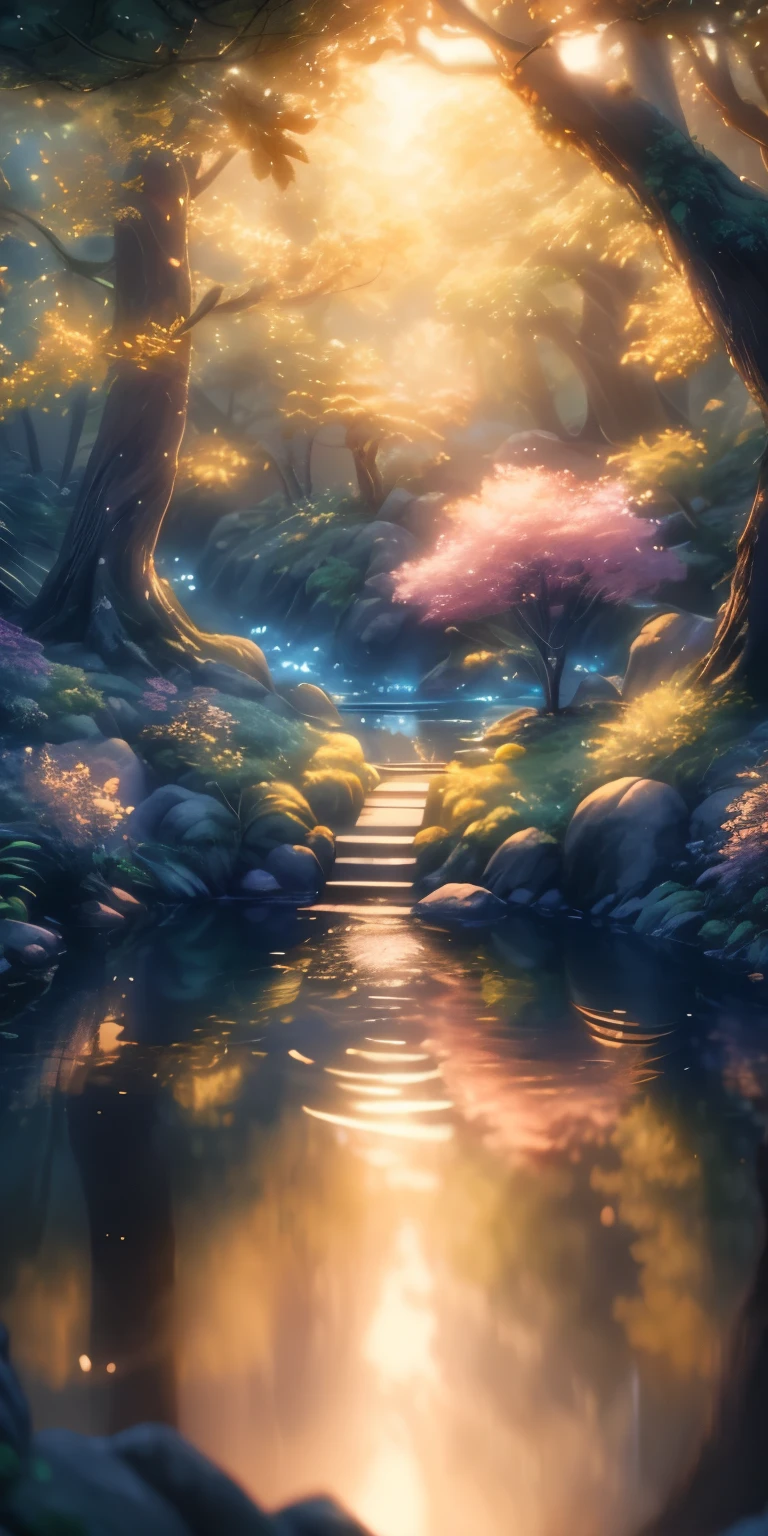 masterpiece, best quality, (Very detailed CG unified 8k wallpaper), (best quality), (Best Illustration), (best shade), Glowing Elves, and a glowing deer, in the pool Drinking water, nature元素 in the forest theme. mysterious forest, Beautiful forest, nature, surrounded by flower, delicate Leaves and branches surrounded by firefly (nature元素), (jungle theme), (Leaves), (branches), (firefly), (particle effect) ETC. 3D , octane rendering, Ray tracing, Super detailed--v6