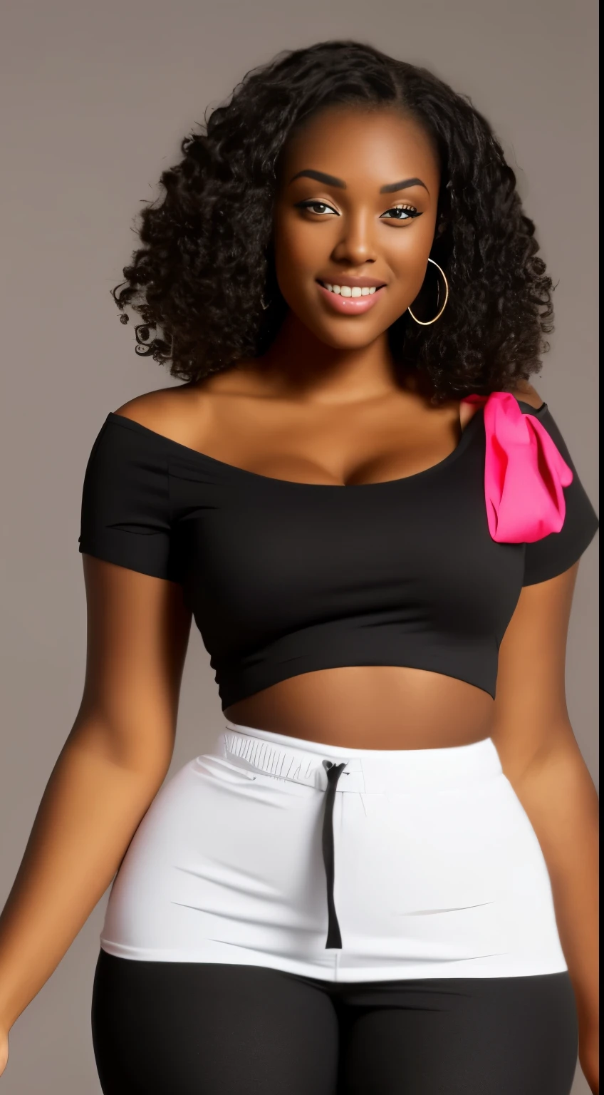 (CherokeeDass × Vixen × Selenis Leyva × Blac Chyna × Megan thee Stallion), Vue arrière d'une femme adulte avec un gros cul, La coiffure est une queue de cheval jumelle, une mini-jupe, une mélanine foncée, des tons principalement lilas et jaune doré, une taille de guêpe incroyablement , avec beaucoup de pièces gonflables transparentes et des manches bouffantes, physique : (butin : hanches : taille : fesses : ), (focus : 2), tendance sur DynastySeries, couture cellophane, la circonférence des membres inférieurs dépasse de loin les 200 pouces de hanches et des jambes épaisses, elle a des mesures de hanches massivement immenses et réalistes