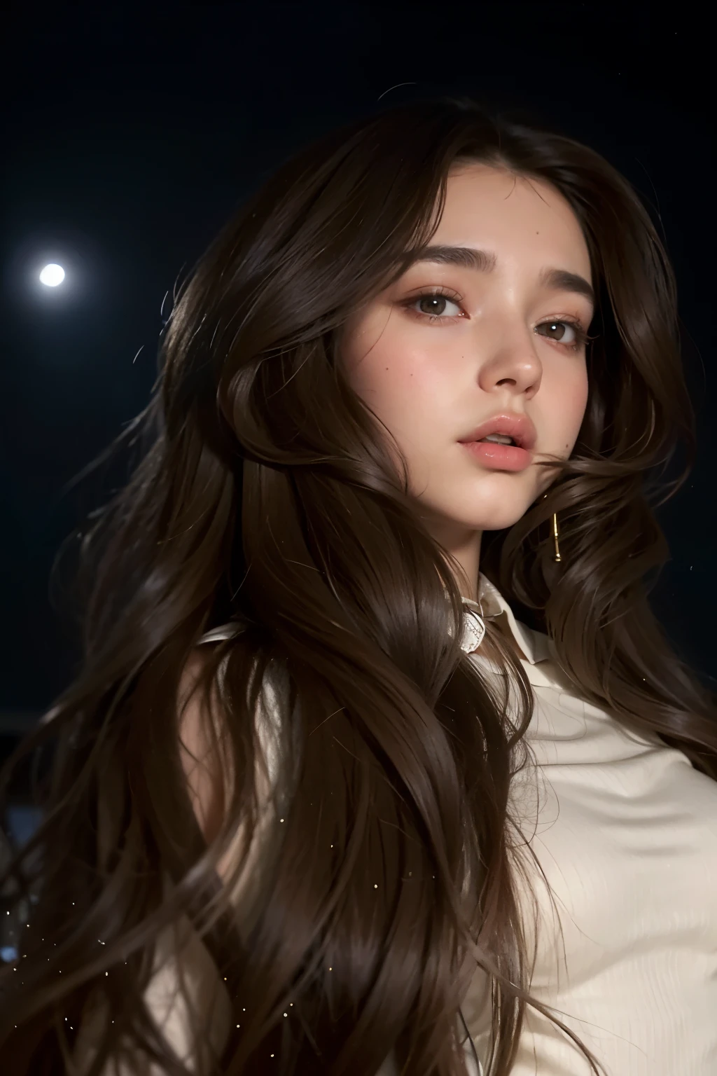 Arafed woman with long brown hair and a white shirt, anastasia ovchinnikova, Victoria Gavrilenko, Dua Lipa, Ana de Armas, anna nikonova aka new milkmaid, Yelena Belova, julia sarda, valentina remover, ilya kuvshinov con pelo largo, 2 4 old female model, Angelina Stroganova