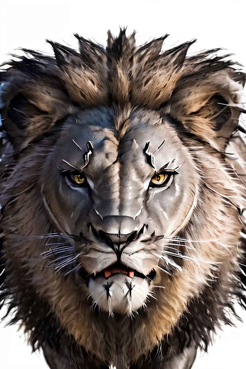 ((a roaring lion:1.4)), angry look:1.2, large mane, snarling face showing teeth, mean looking lion looking straight at viewer, in front of viewer, lion's head centered and symmetric, ferocious, full mane, 8K illustration, artistic style, solid colors, digital drawing, clip art drawing, sharp, golden orange tones, plain white background