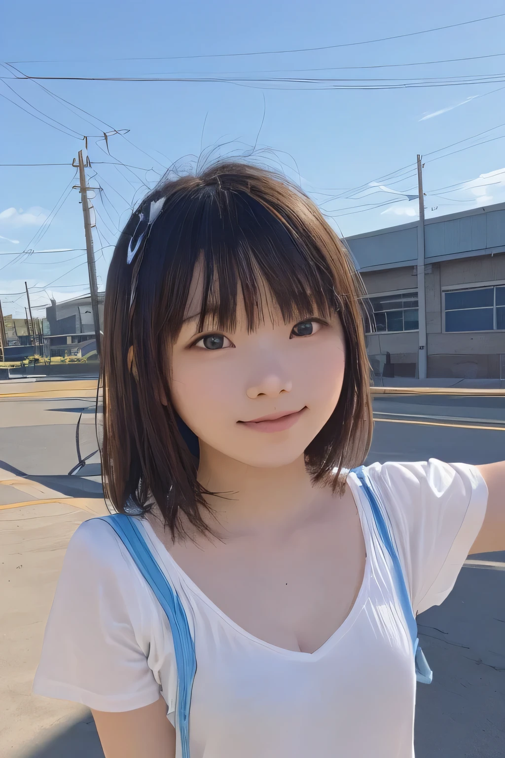 girl１people々々々 ,  , ,smile, eyes are brown, table top, highest quality,(get used to it),(naked),(((school zone))), (((Slender belly)),(((small breasts))),(((平らなtits))),(((引き締まったtits))),blurred background、Navel exposure ,(((nude))), (((tits))),（服を脱いでtitsが出てくる）、(((titsが見える制服)))、（chest comes out）,（nipple）、（areola）、（Half-dressed sailor suit） 、on the way to school, (thin:1),Japanese, small breasts, sexual, the wind is blowing, dazzling sunlight、Big eyes、twin tails、short hair、beautiful cityscape、挑発するsmile、Evil smile,
