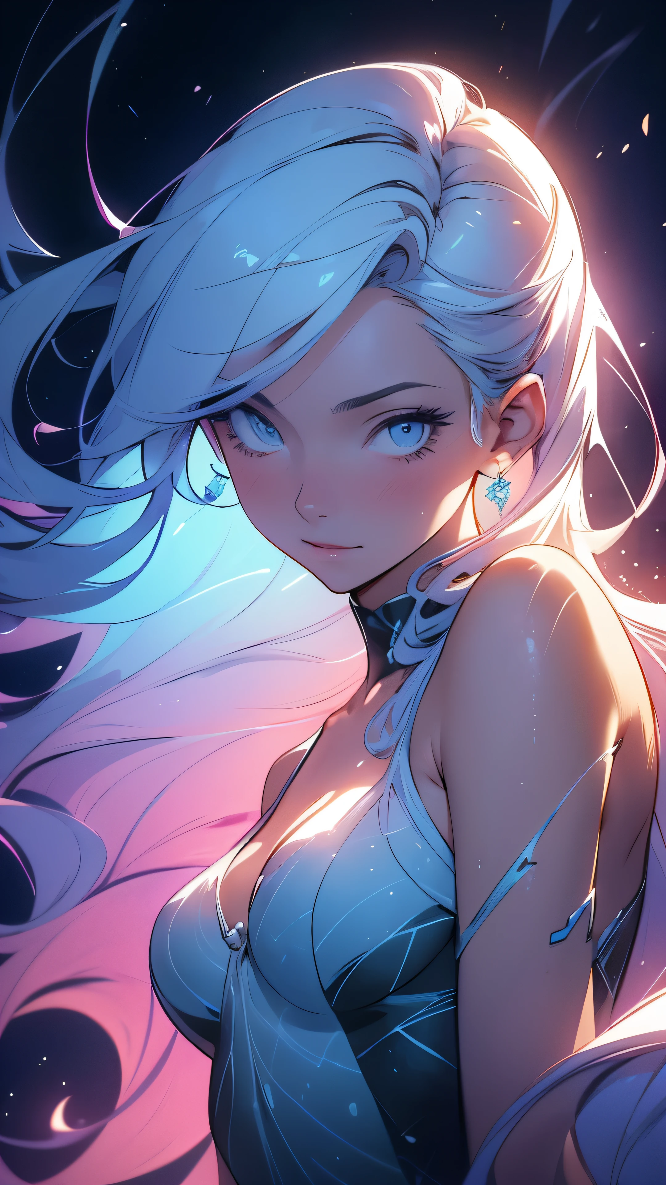 1woman:1.3, (pastel color line art:1.3), masterpiece, best quality, 1girl, ((sharp focus)), (depth of field), cinematic lighting, vibrant colors, sexy woman, medium perky breasts, small waist, wide hips, (masterpiece, top quality, best quality, beautiful and aesthetic:1.2), naked, beautiful girl surrounded by liquid light, long wavy blue hair, watercolor illustration, inspired by Glen Keane, inspired by Lois van Baarle, by Lois van Baarle, glowing aura around her, by Glen Keane, jen bartel, glowing lights! digital painting, flowing glowing hair, glowing flowing hair, beautiful digital illustration, fantasia otherworldly landscape plants flowers, Jukujo, digital painting