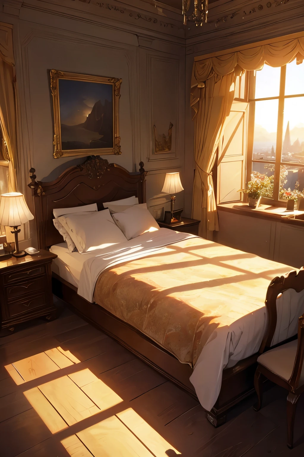 ((best quality)), ((masterpiece)), (detailed), king's room, Fantasy, Perfect light and shadow,Scenes,landscape,8K,HD, Animation style