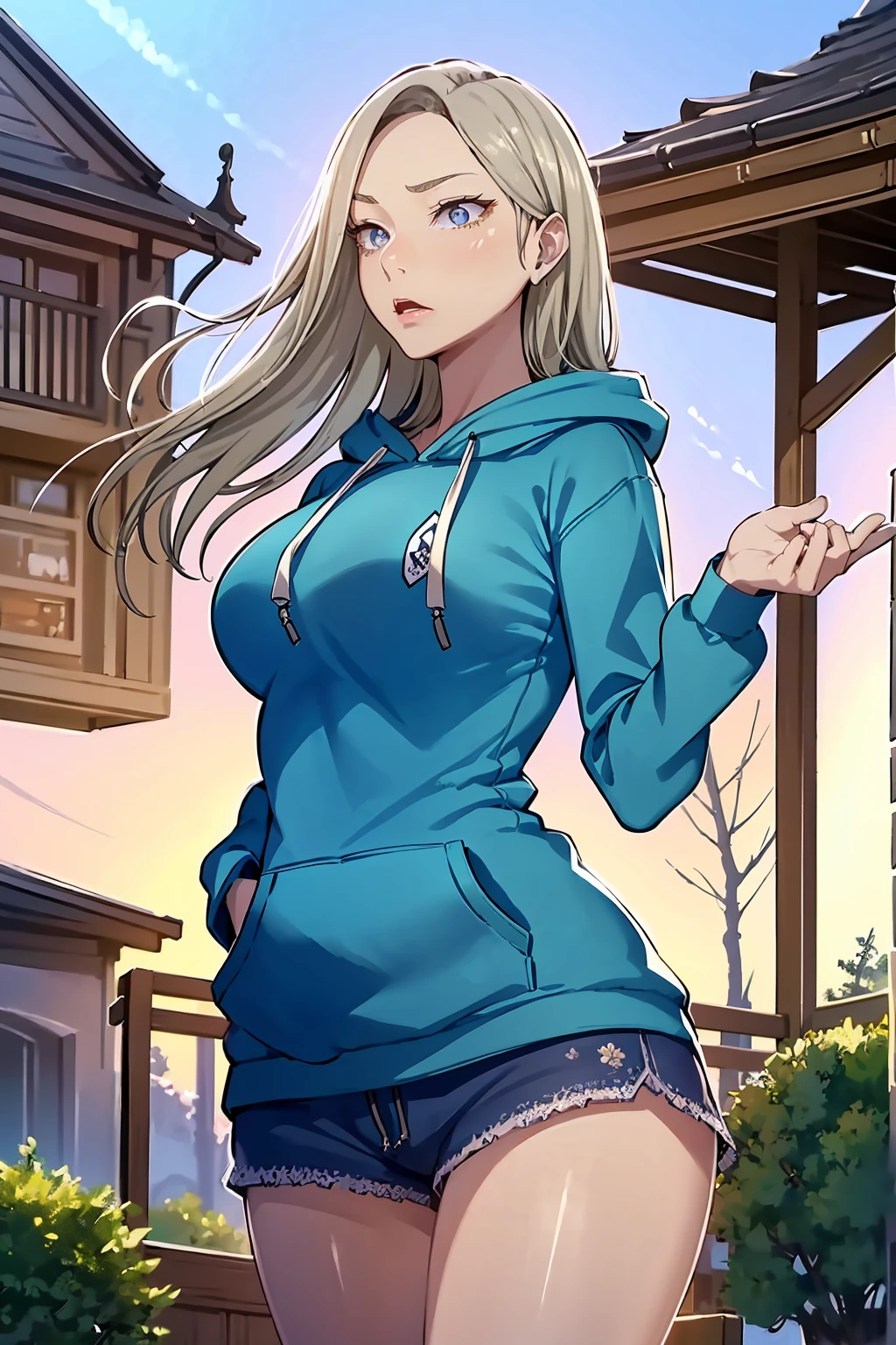 (masterpiece:1.2, best quality), (finely detailed beautiful eyes: 1.2), solo focus,   (extremely detailed CG unity 8k wallpaper, masterpiece, best quality, ultra-detailed, best shadow), (detailed background), (beautiful detailed face, beautiful detailed eyes) , 1girl, noona, 1girl, solo, large breasts, (oversized hoodie:1.4), jeans,  white shirt, holding handbag, High contrast, beautiful sexy woman, adult, (best illumination, an extremely delicate and beautiful),(simple backround, outdoors), looking at viewer,beautiful detailed glow,